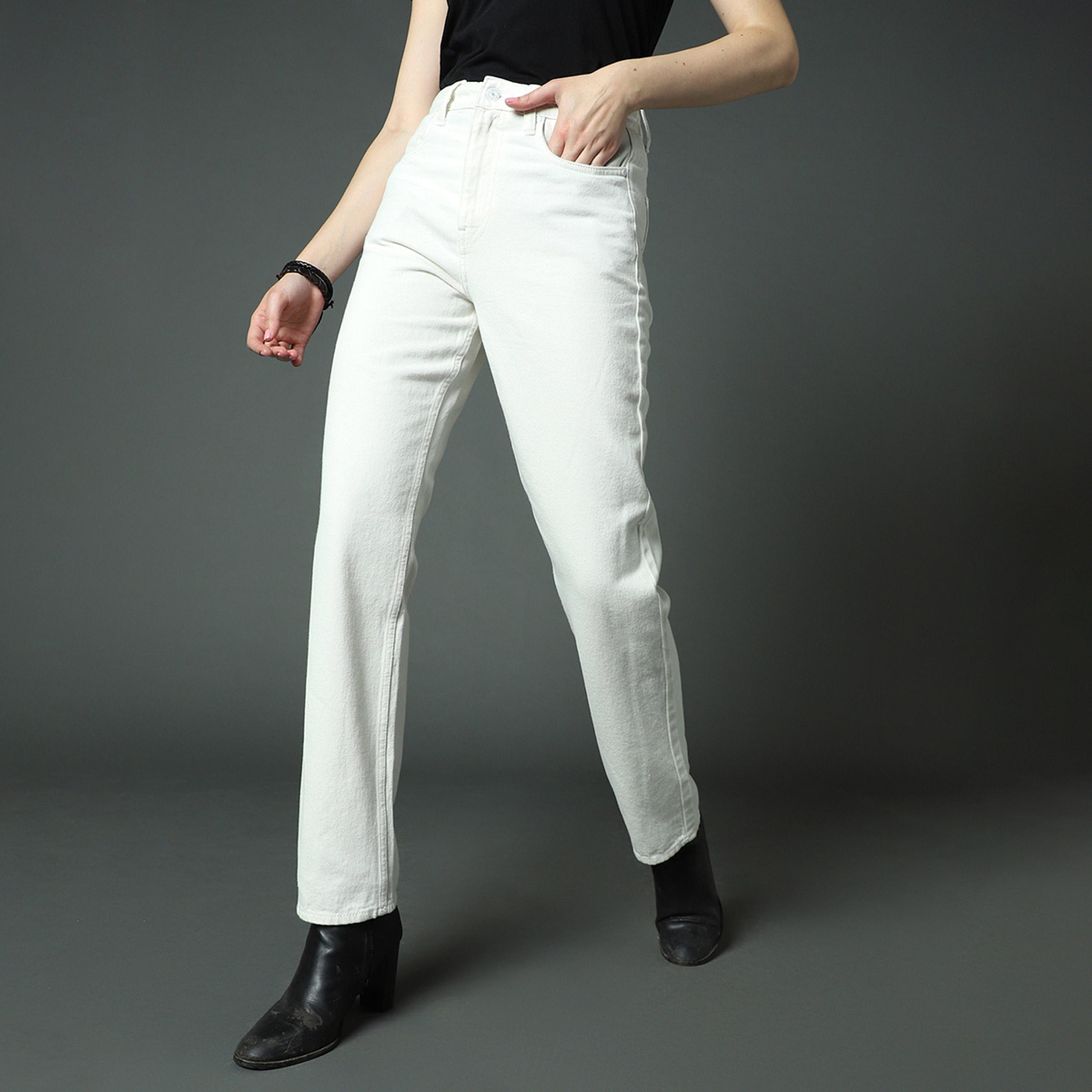 هاي ستار × ستايلي-  بنطال جينز نسائي أبيض-women-clothing-bottoms-jeans-image-1
