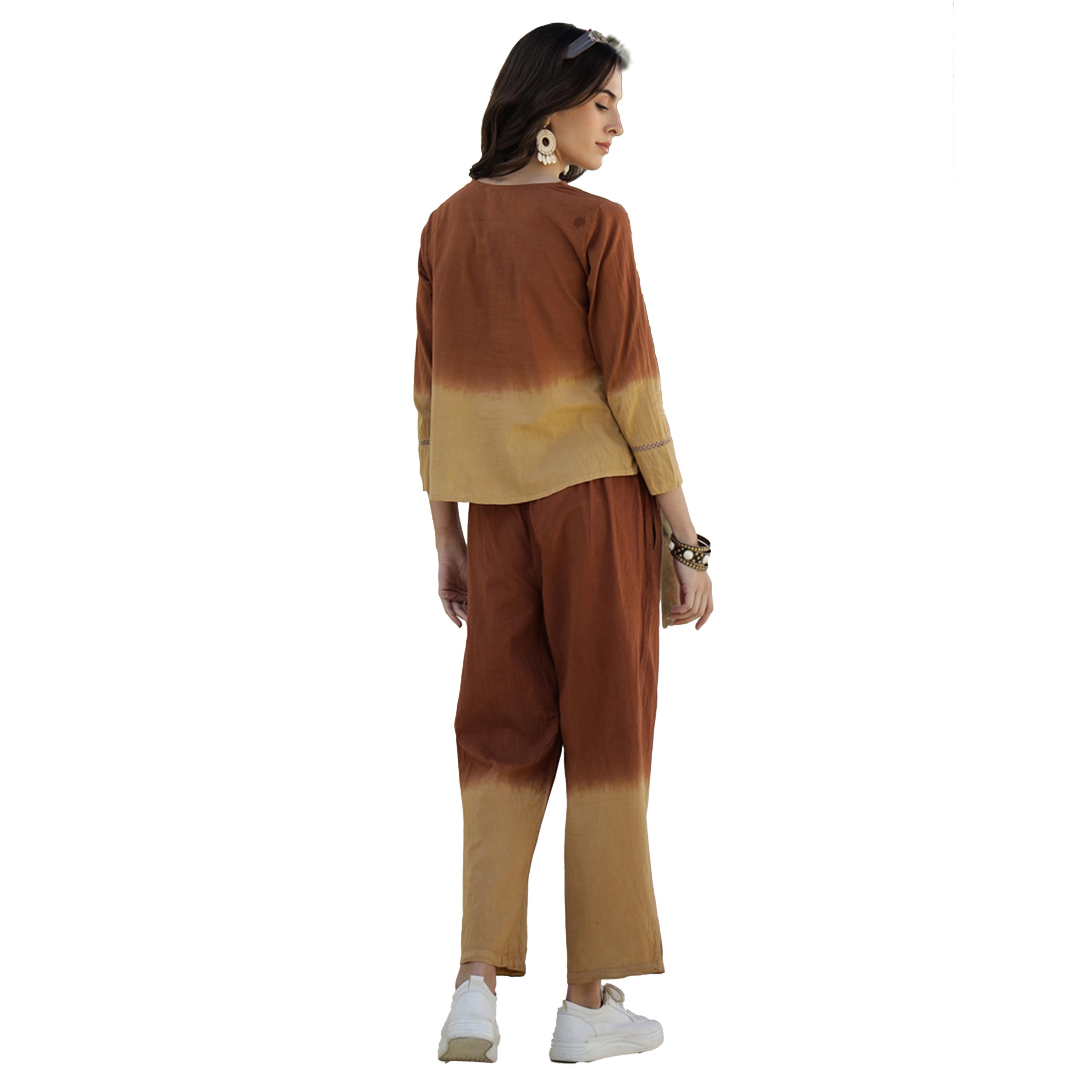 سانسكروتي هومز × ستايلي - طقم قميص وبيجامة قطني مطبوع ومصبوغ بالغمس-women-clothing-coordsets-image-2