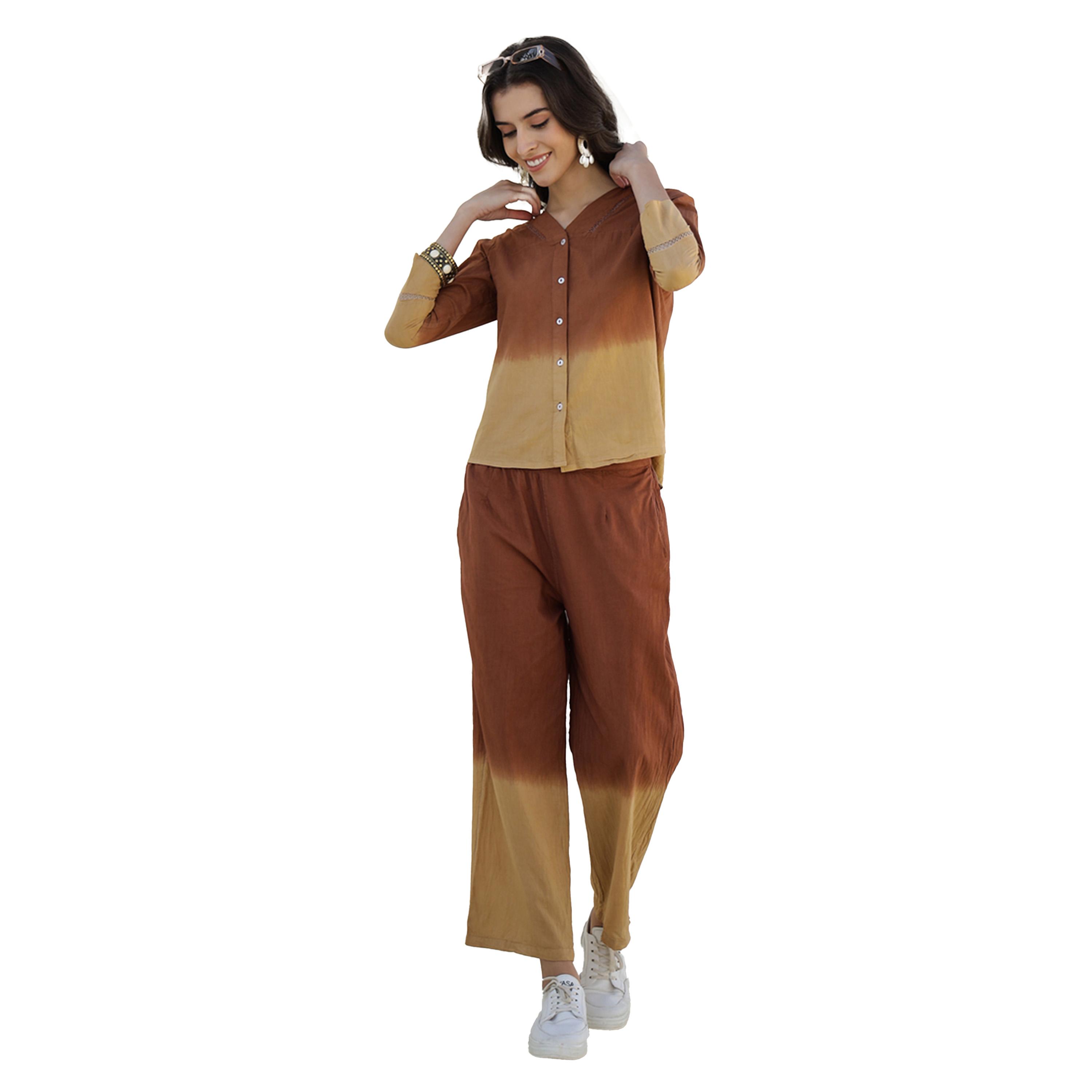 سانسكروتي هومز × ستايلي - طقم قميص وبيجامة قطني مطبوع ومصبوغ بالغمس-women-clothing-coordsets-image-3
