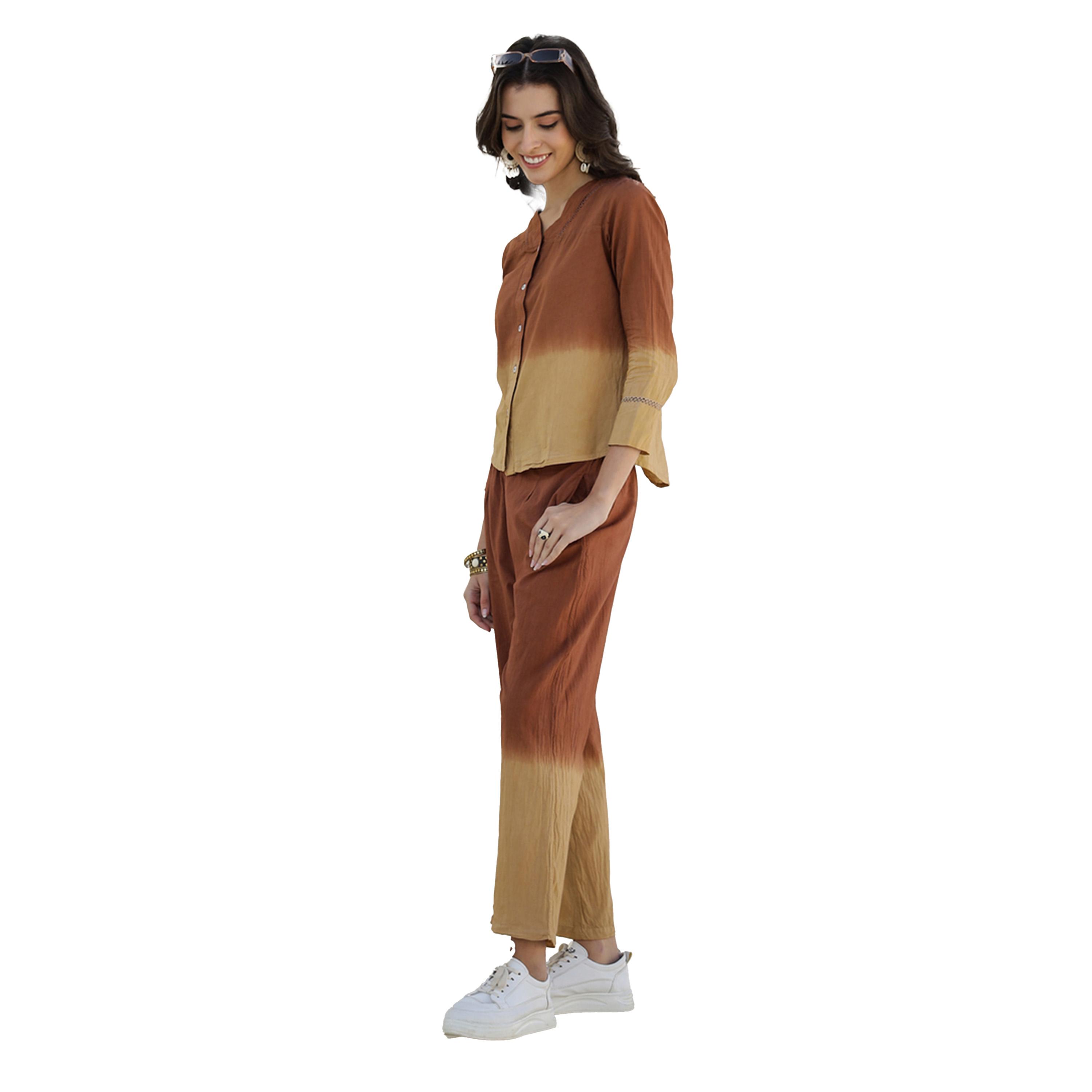 سانسكروتي هومز × ستايلي - طقم قميص وبيجامة قطني مطبوع ومصبوغ بالغمس-women-clothing-coordsets-image-4