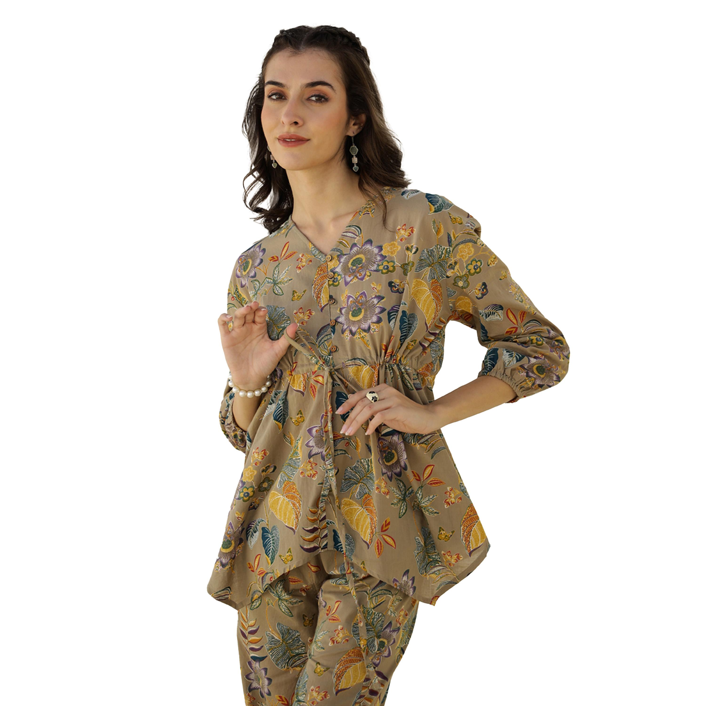 سانسكروتي هومز × ستايلي - طقم قميص وبنطال بيجامة قطني بطبعة زهور-women-clothing-nightwear-pyjamas-longsets-image-6
