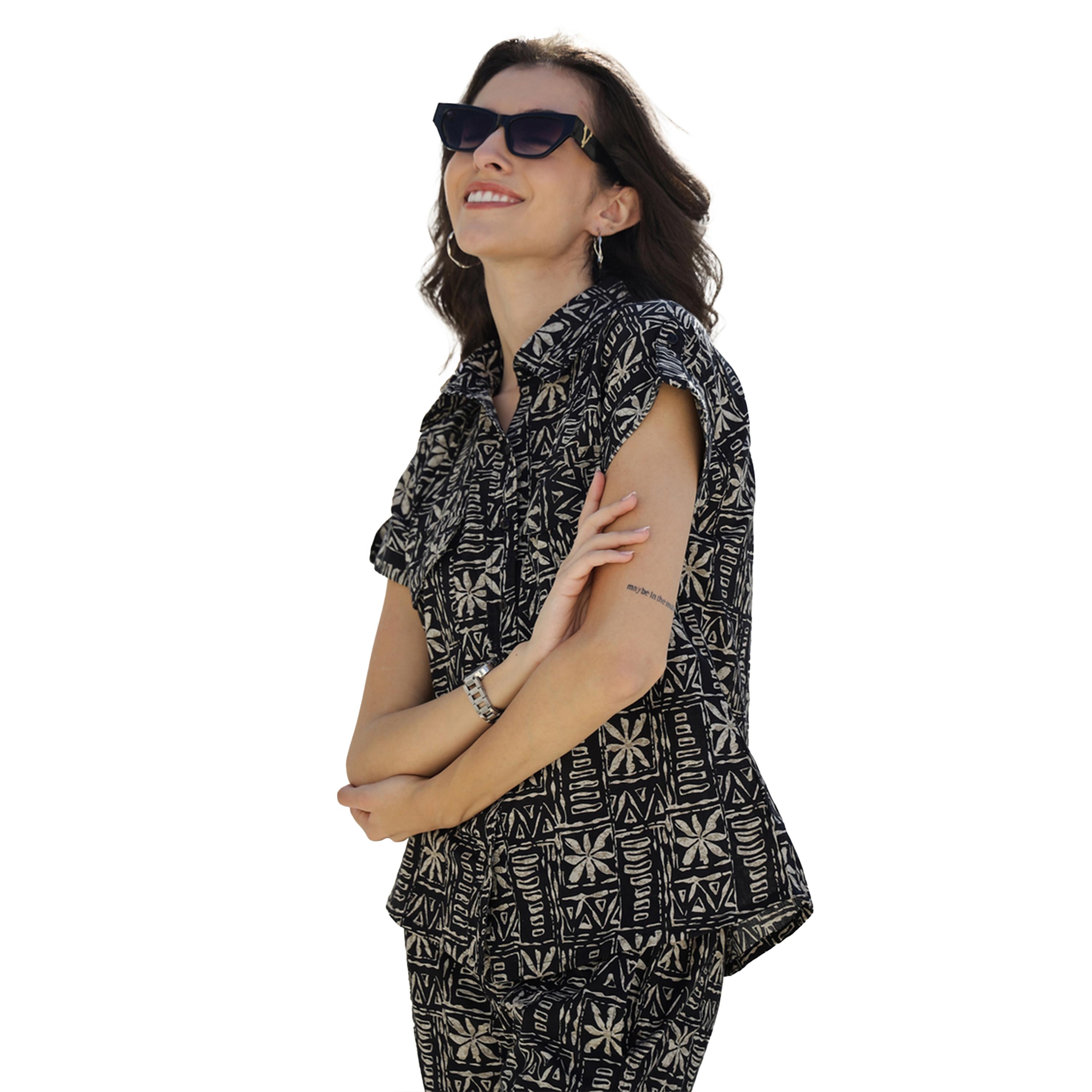 سانسكروتي هومز × ستايلي - طقم قميص من القطن الخالص مطبوع بالكامل مع بنطال بيجامة-women-clothing-nightwear-pyjamas-longsets-image-5