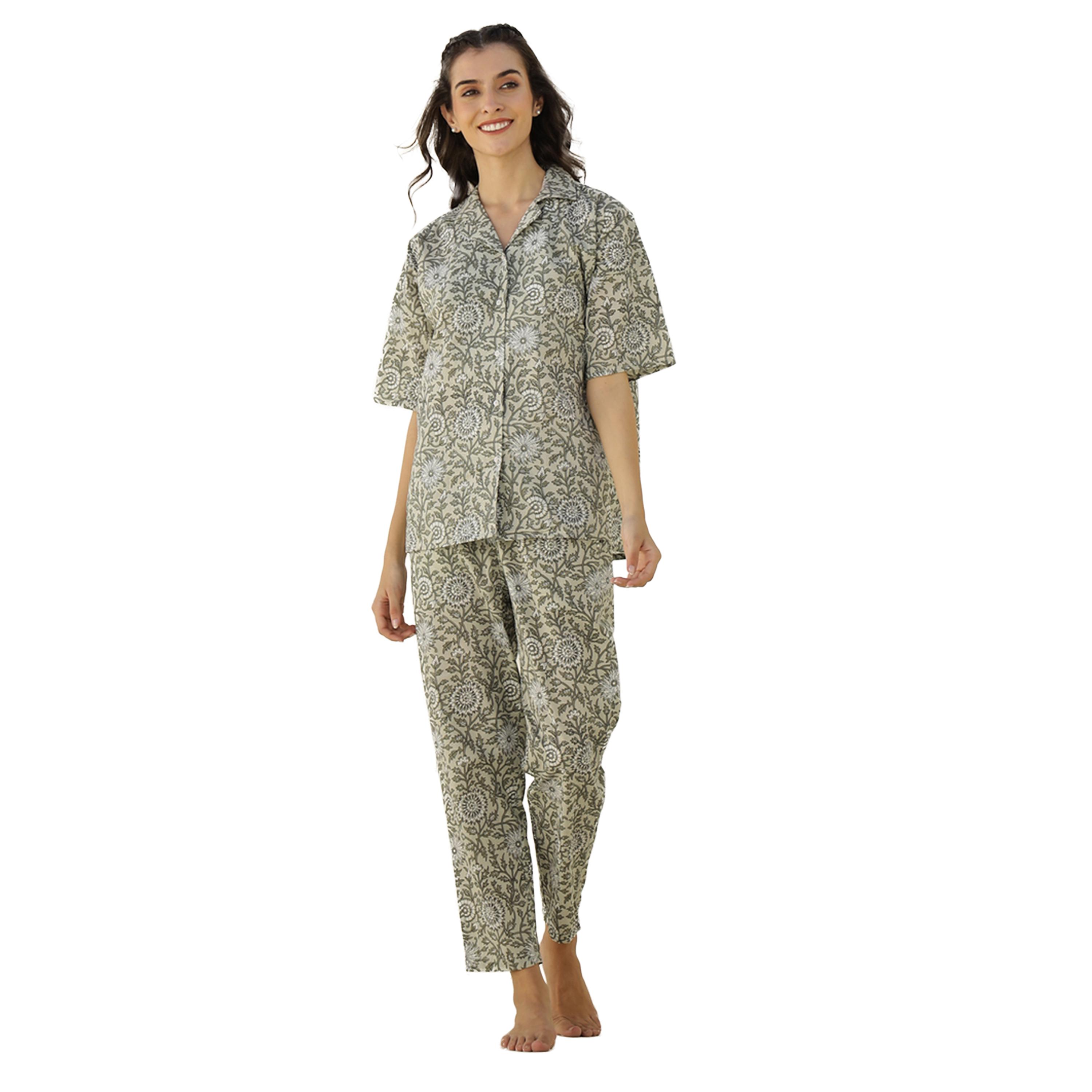 Sanskrutihomes X Styli Floral Printed Cotton Shirt and Pyjama Set-women-clothing-nightwear-pyjamas-longsets-image-1