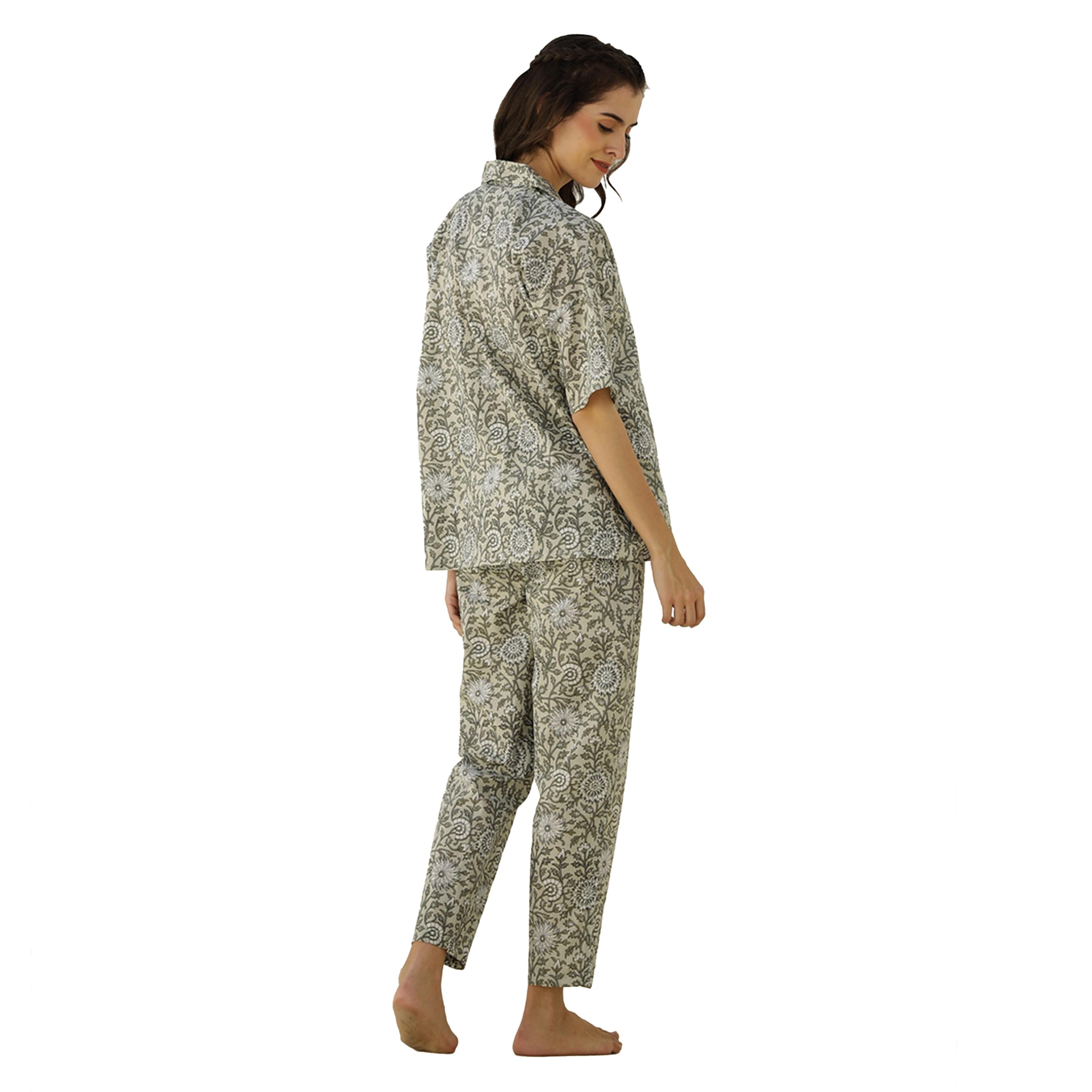 Sanskrutihomes X Styli Floral Printed Cotton Shirt and Pyjama Set-women-clothing-nightwear-pyjamas-longsets-image-2