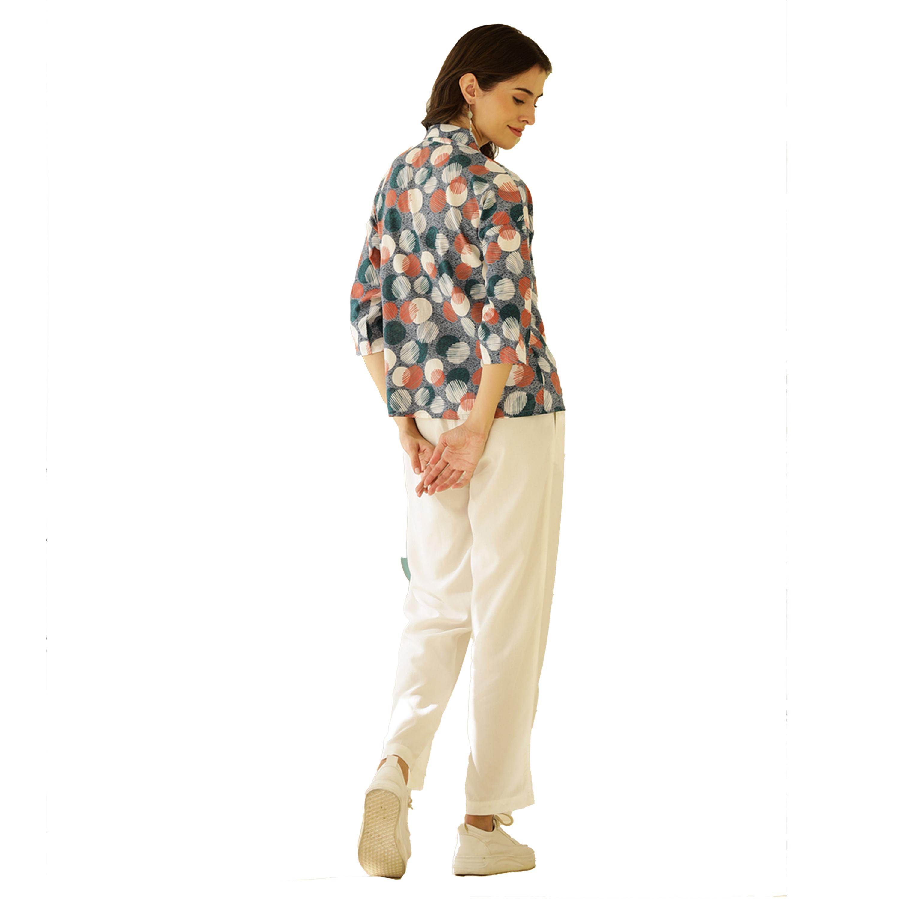 سانسكروتي هومز × ستايلي - طقم قميص بأكمام 3/4 بطبعة شاملة مع بنطال بيجامة-women-clothing-nightwear-pyjamas-longsets-image-2