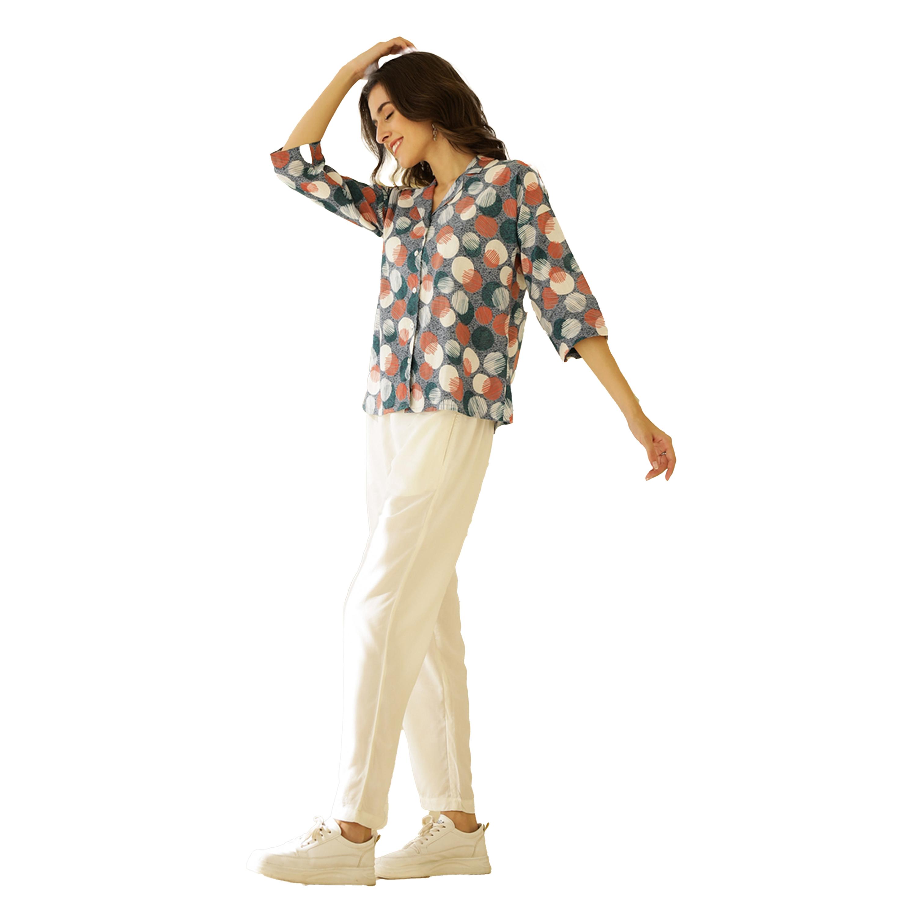 Sanskrutihomes X Styli All-Over Print 3/4 Sleeves Shirt and Pyjama Set-women-clothing-nightwear-pyjamas-longsets-image-3