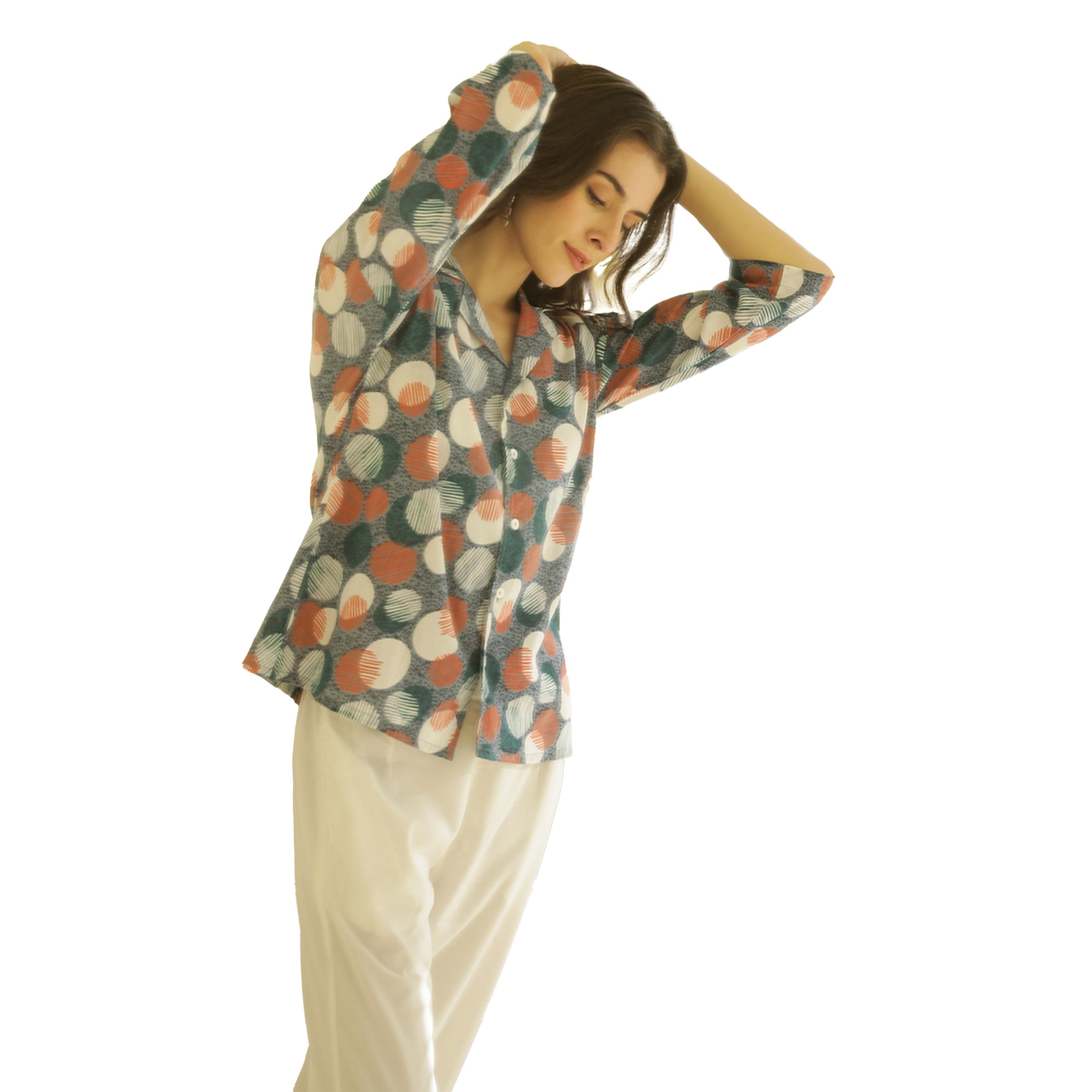 Sanskrutihomes X Styli All-Over Print 3/4 Sleeves Shirt and Pyjama Set-women-clothing-nightwear-pyjamas-longsets-image-5
