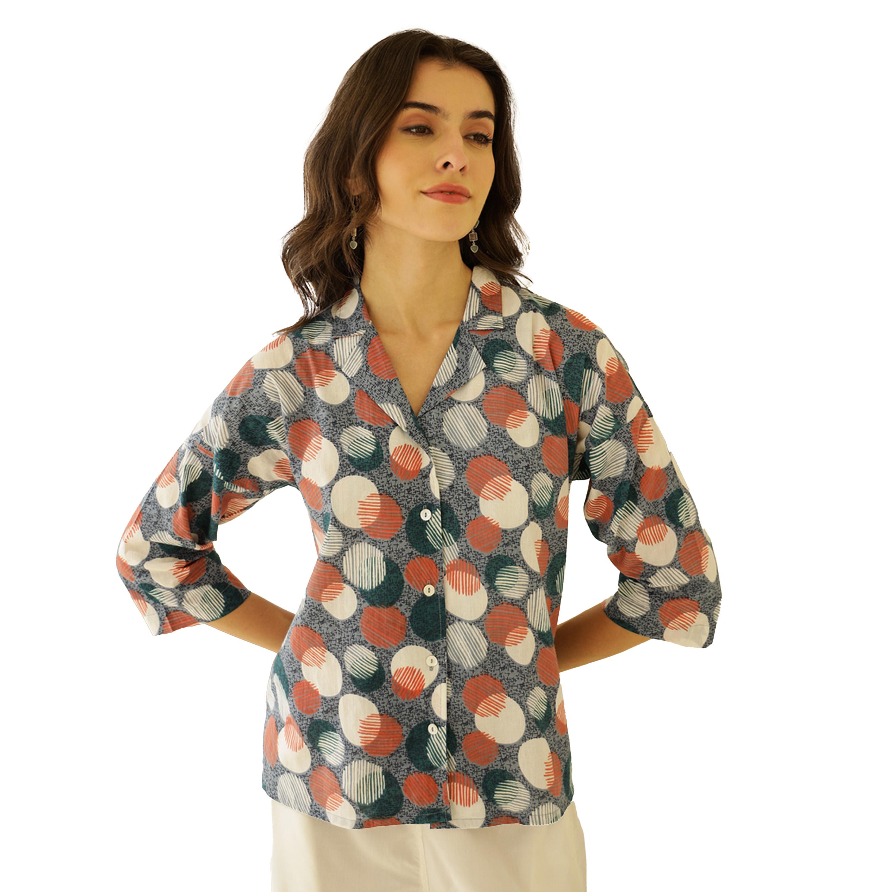 سانسكروتي هومز × ستايلي - طقم قميص بأكمام 3/4 بطبعة شاملة مع بنطال بيجامة-women-clothing-nightwear-pyjamas-longsets-image-6
