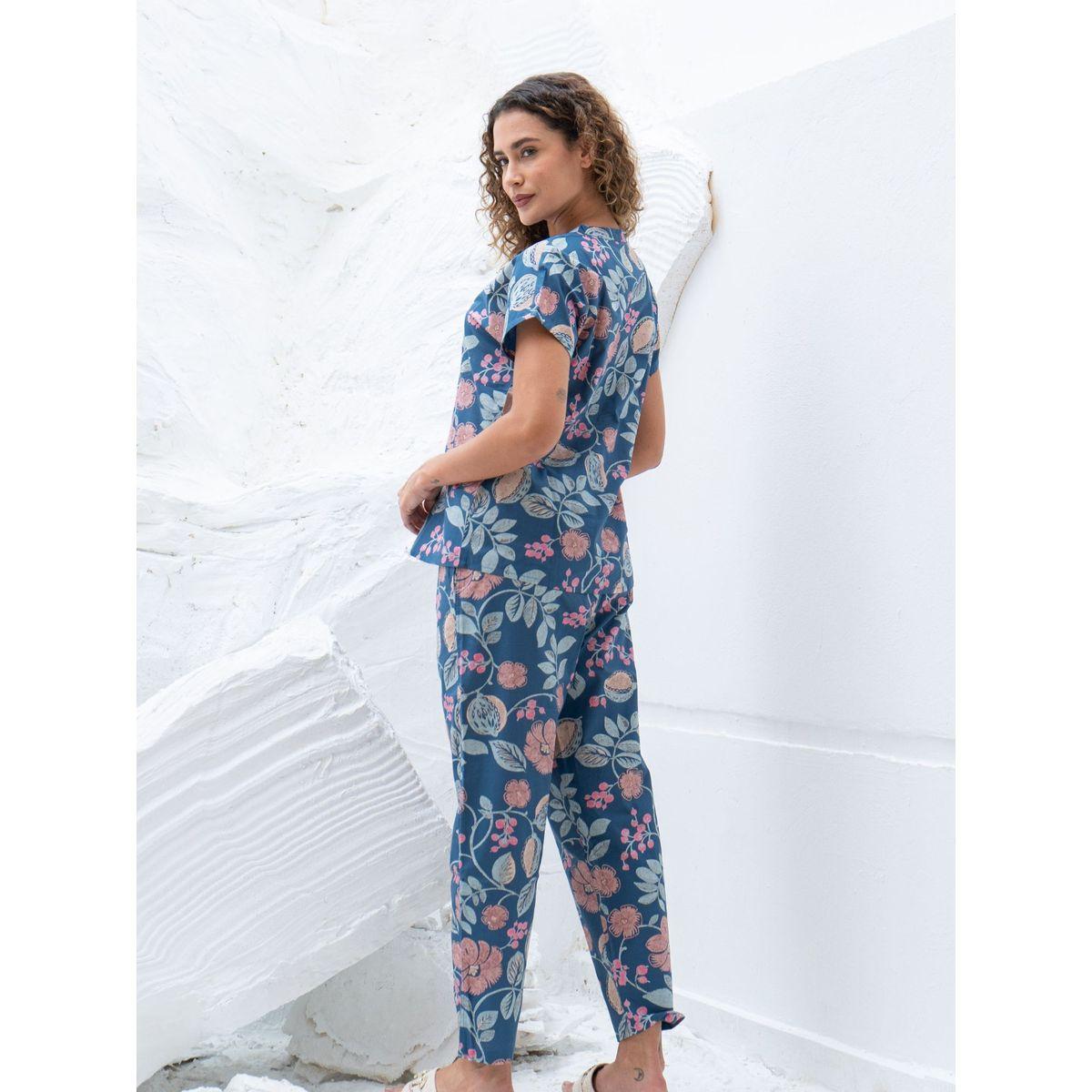 Sanskrutihomes Printed Pure Cotton Top with Trousers Co-Ords-women-clothing-nightwear-pyjamas-longsets-image-2