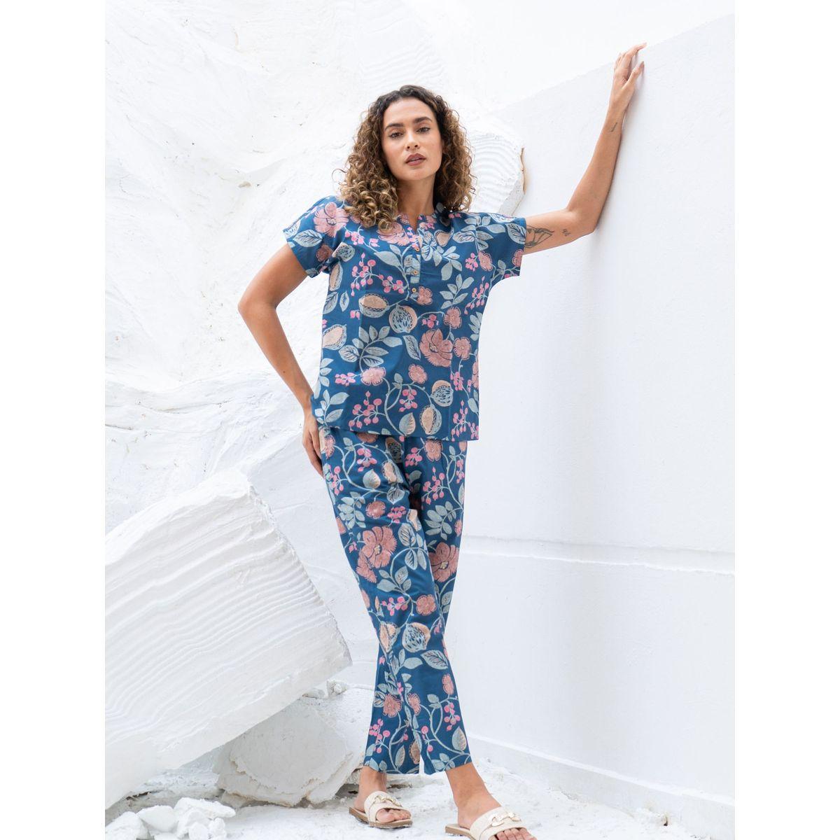 Sanskrutihomes Printed Pure Cotton Top with Trousers Co-Ords-women-clothing-nightwear-pyjamas-longsets-image-4