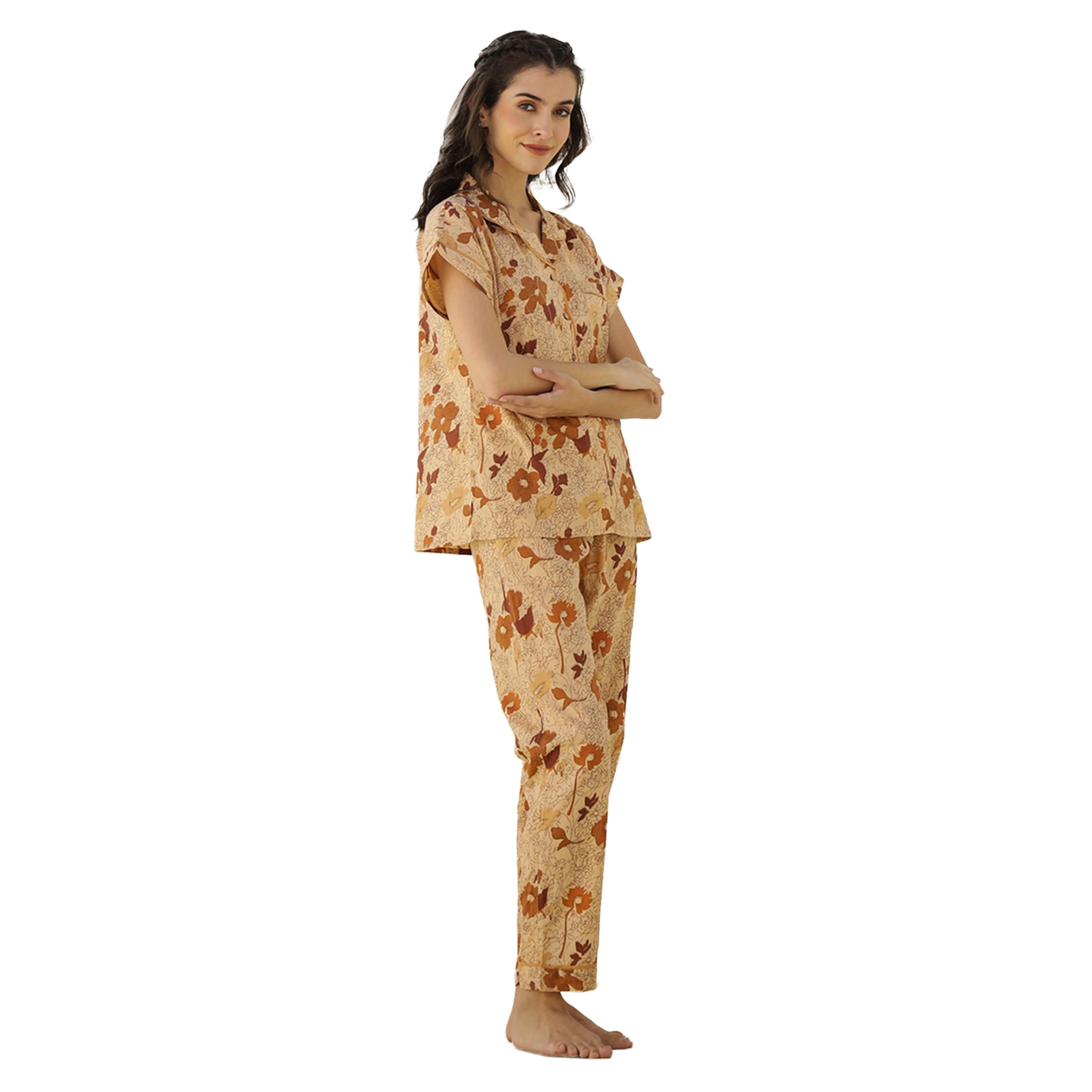 Sanskrutihomes X Styli Floral Printed Short Sleeve Shirt and Pyjama Set-women-clothing-nightwear-pyjamas-longsets-image-1