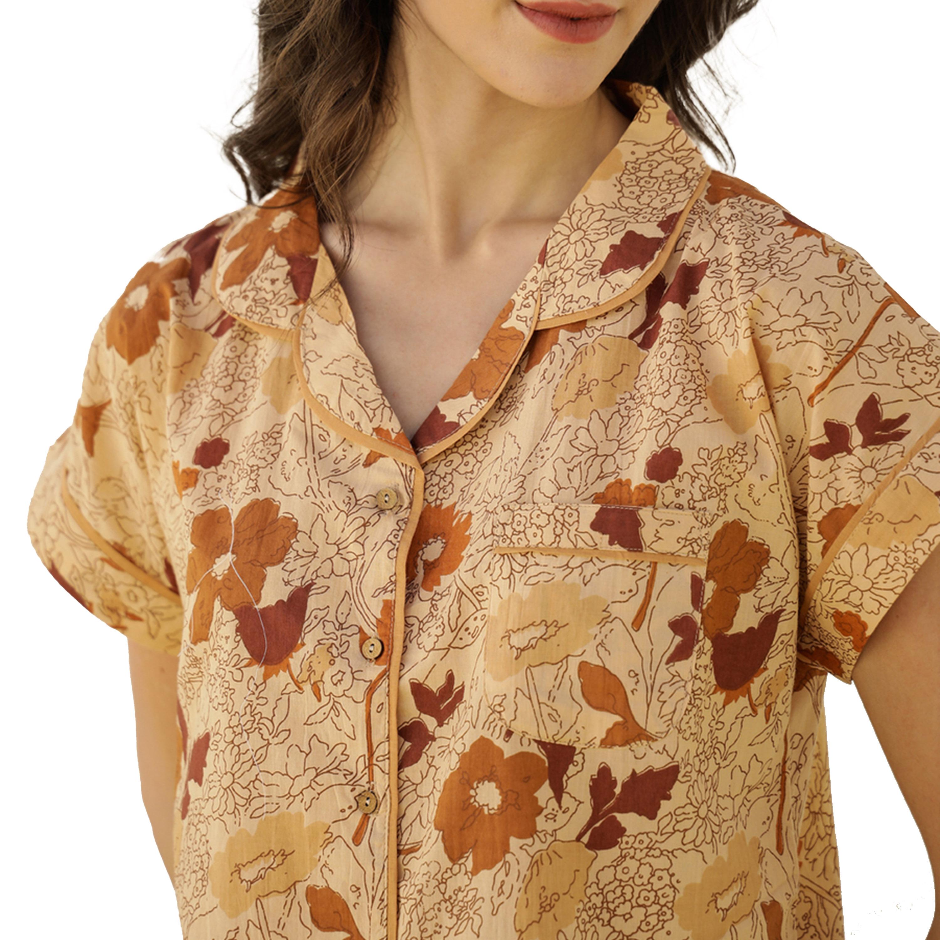 Sanskrutihomes X Styli Floral Printed Short Sleeve Shirt and Pyjama Set-women-clothing-nightwear-pyjamas-longsets-image-3