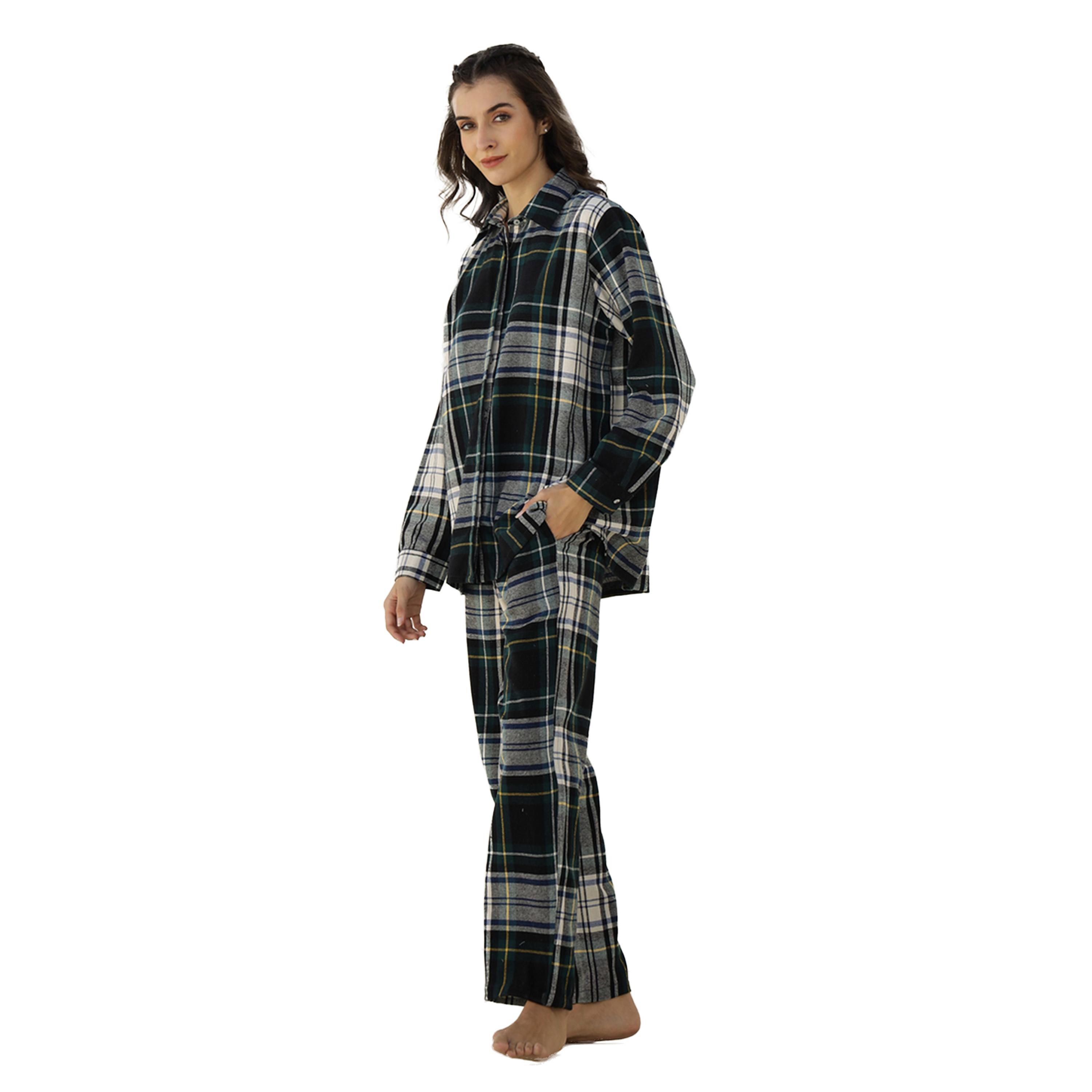 Sanskrutihomes X Styli Checked Long Sleeve Shirt and Pyjama Set-women-clothing-nightwear-pyjamas-longsets-image-1