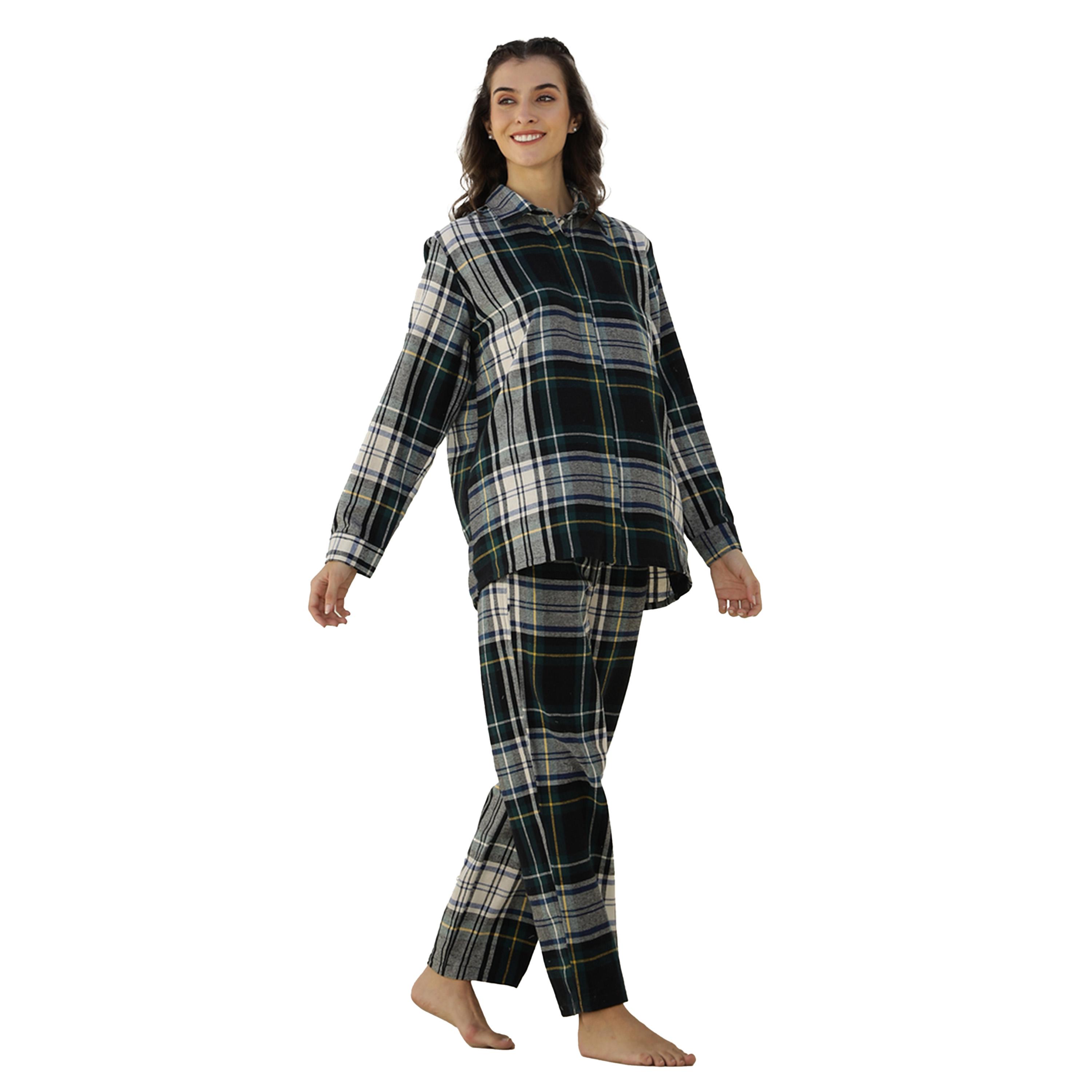 Sanskrutihomes X Styli Checked Long Sleeve Shirt and Pyjama Set-women-clothing-nightwear-pyjamas-longsets-image-4