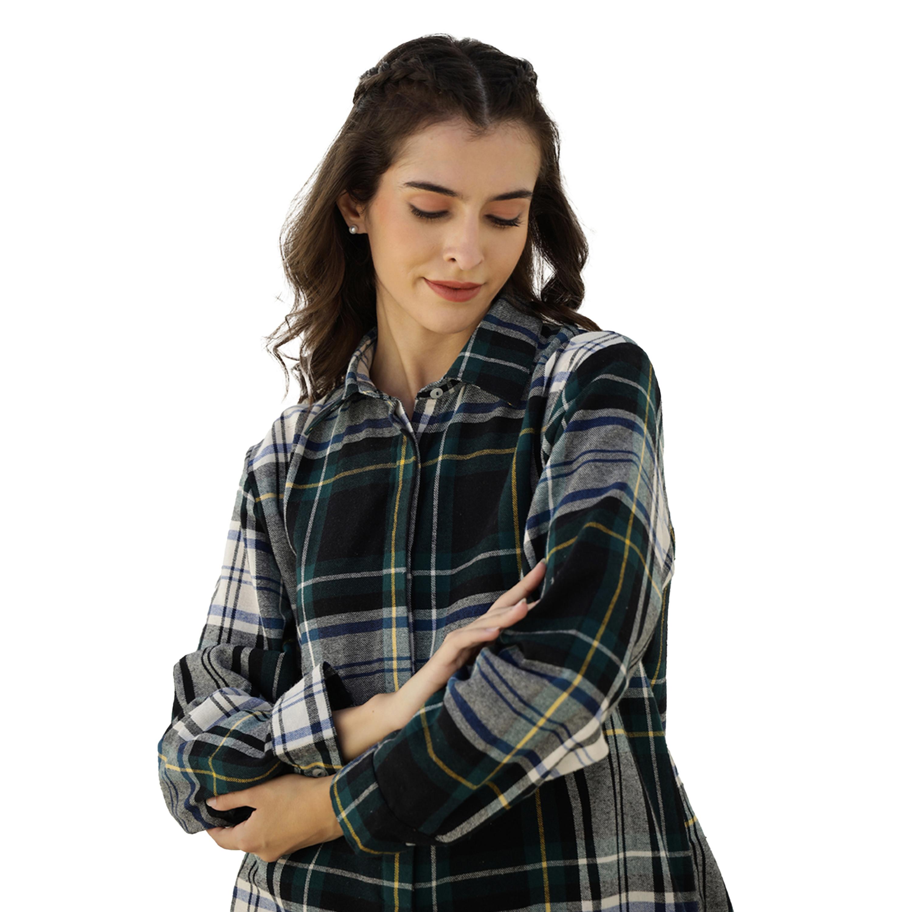 Sanskrutihomes X Styli Checked Long Sleeve Shirt and Pyjama Set-women-clothing-nightwear-pyjamas-longsets-image-5