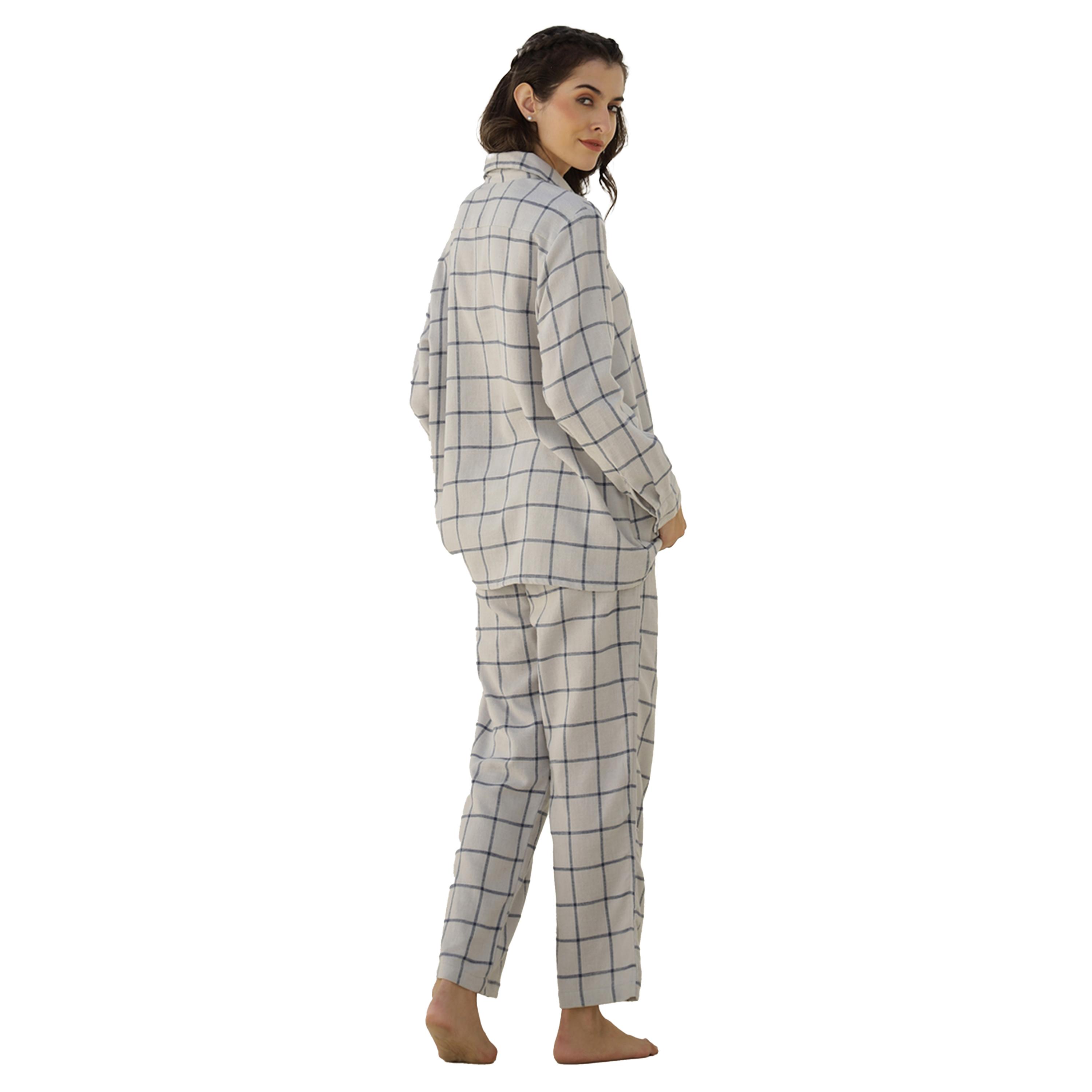 Sanskrutihomes X Styli Checked Long Sleeve Shirt and Pyjama Set-women-clothing-nightwear-pyjamas-longsets-image-2