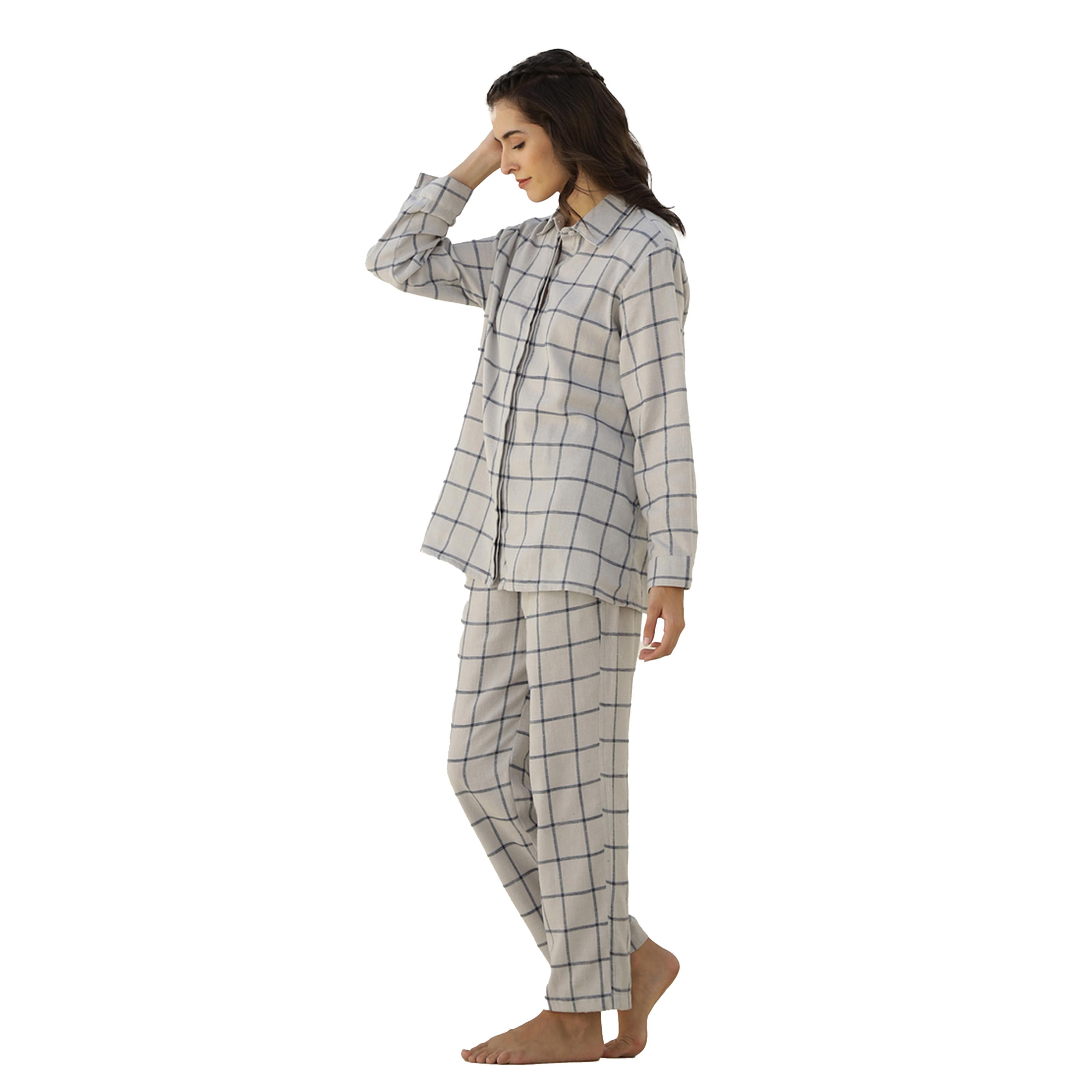 سانسكروتي هومز × ستايلي - طقم قميص منقوش بأكمام طويلة مع بنطال بيجامة-women-clothing-nightwear-pyjamas-longsets-image-4