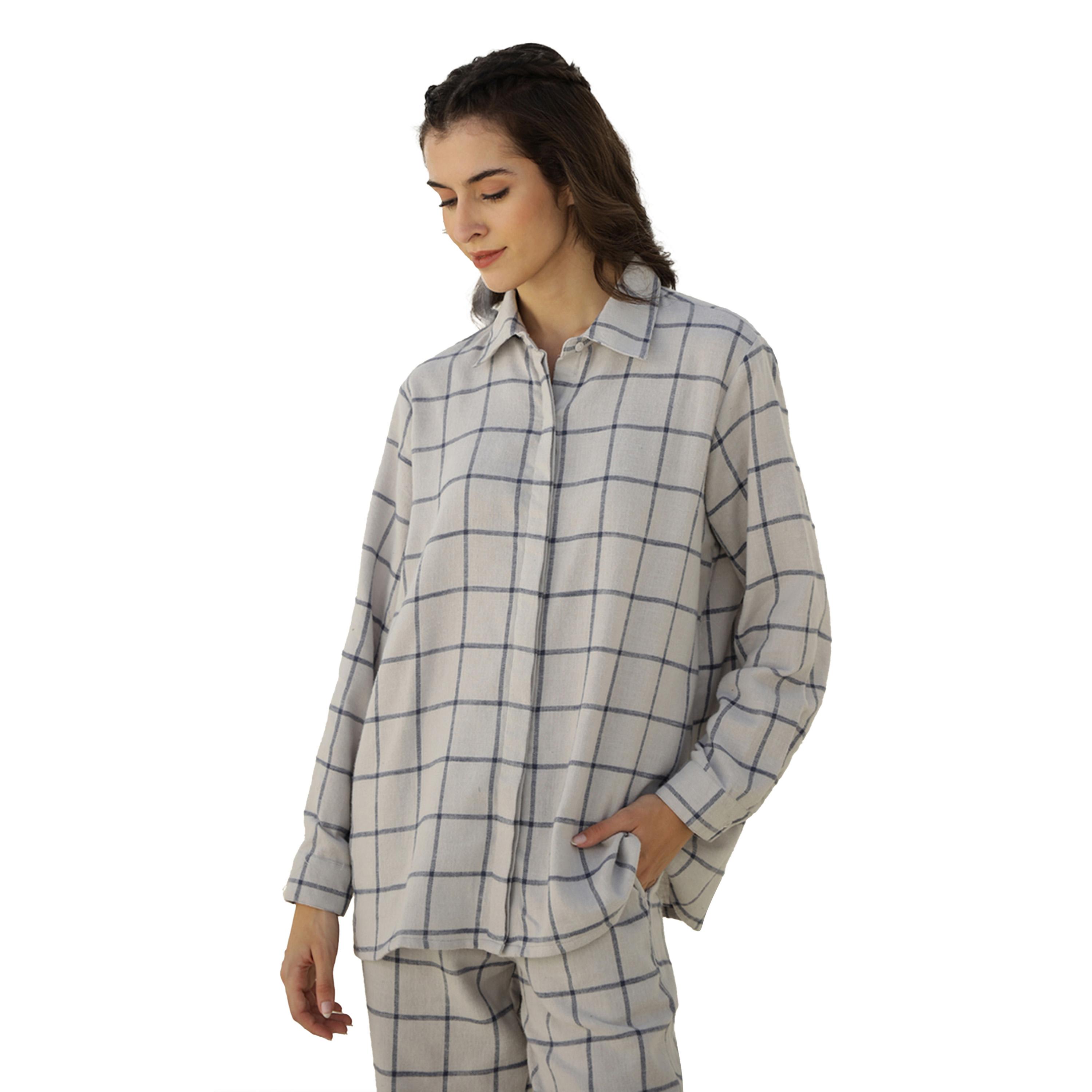 Sanskrutihomes X Styli Checked Long Sleeve Shirt and Pyjama Set-women-clothing-nightwear-pyjamas-longsets-image-5