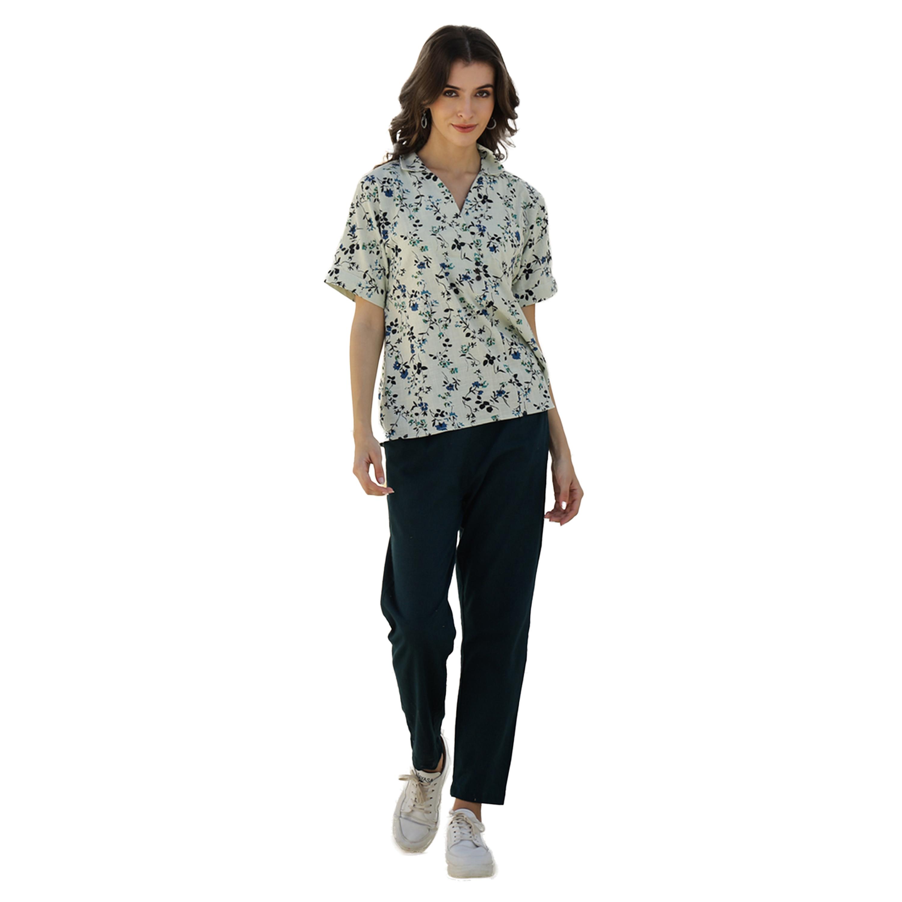 Sanskrutihomes X Styli Printed Collared Top with Trousers Co-Ords-women-clothing-coordsets-image-1