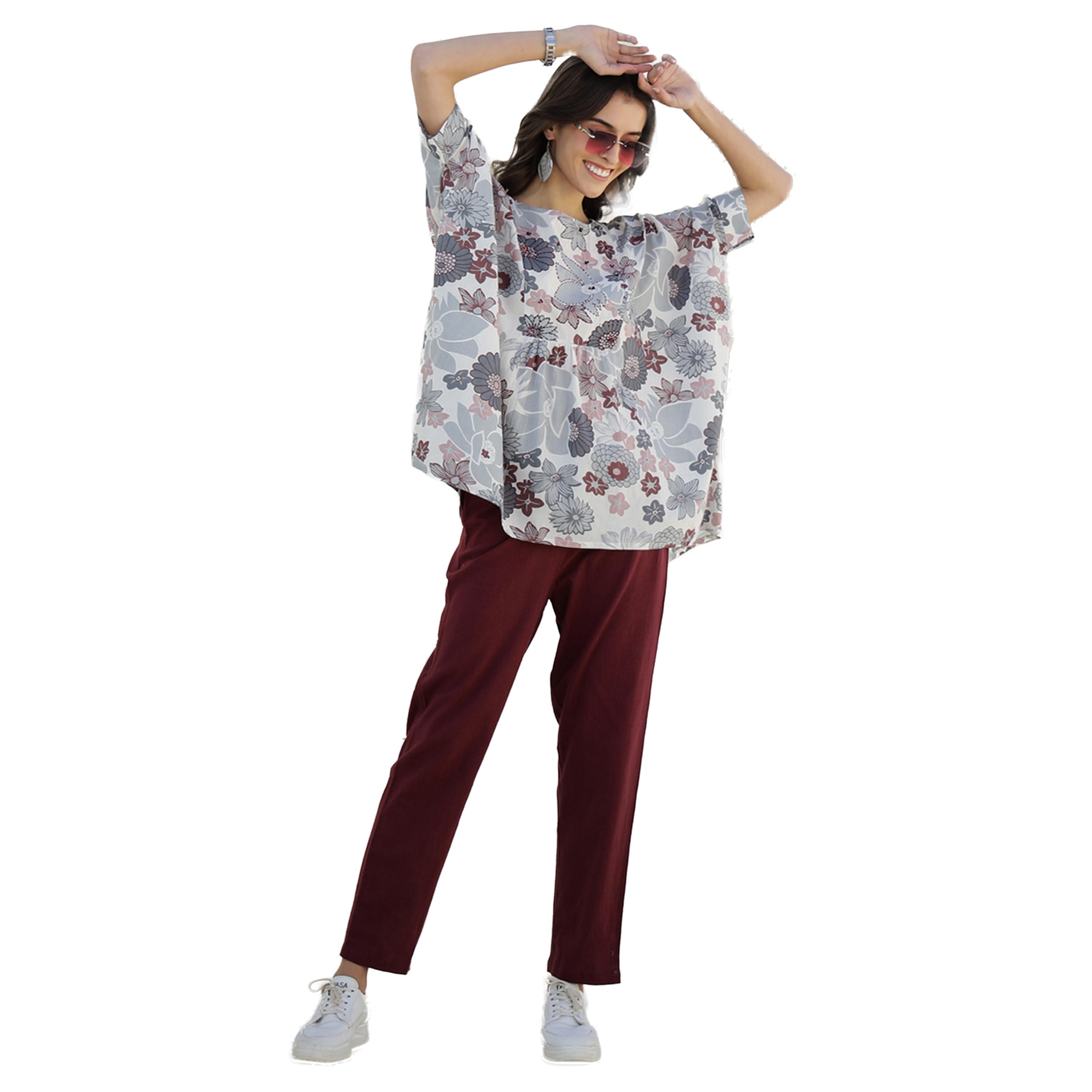 Sanskrutihomes X Styli Printed Round Neck Longline Top and Trousers Co-Ords-women-clothing-coordsets-image-1