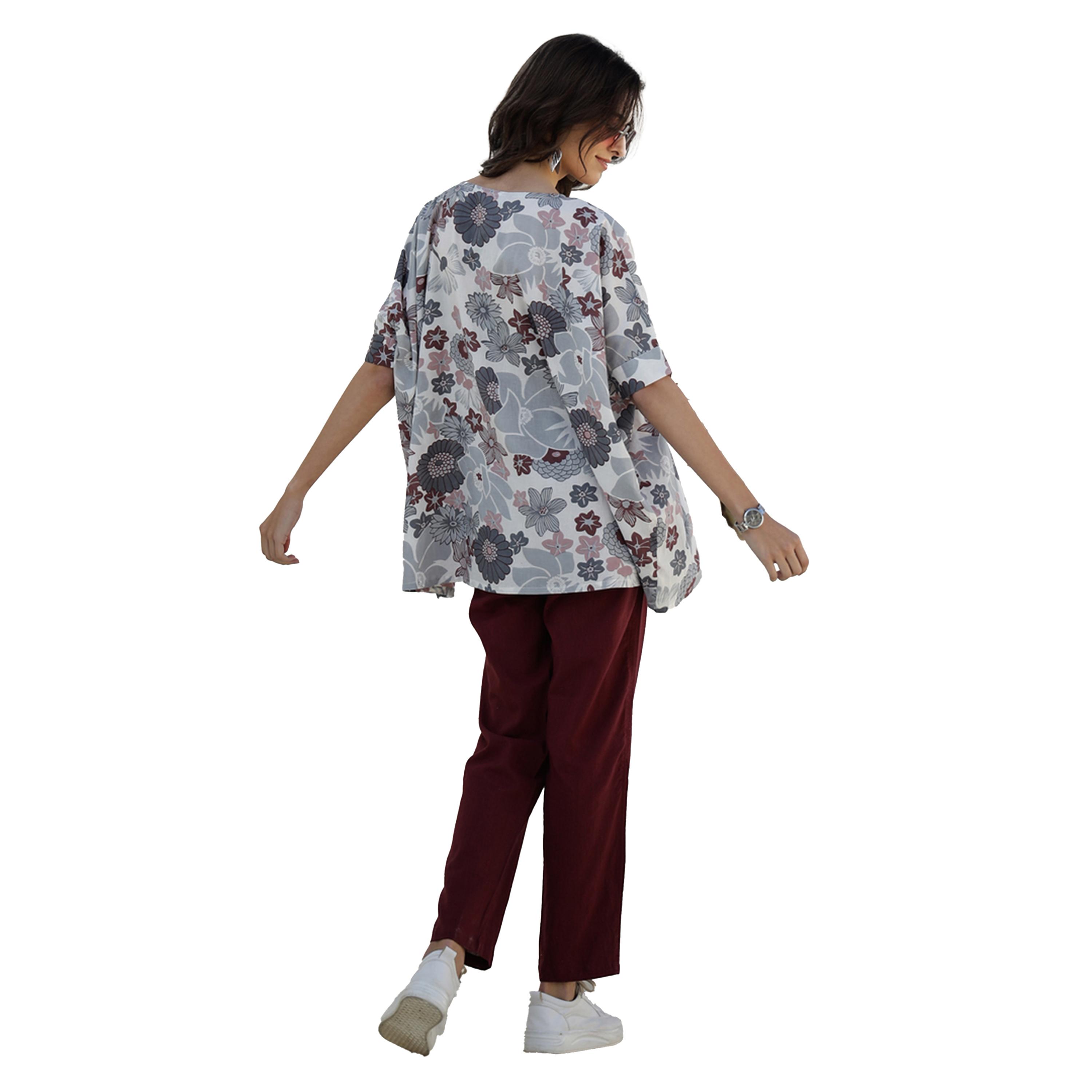 Sanskrutihomes X Styli Printed Round Neck Longline Top and Trousers Co-Ords-women-clothing-coordsets-image-2