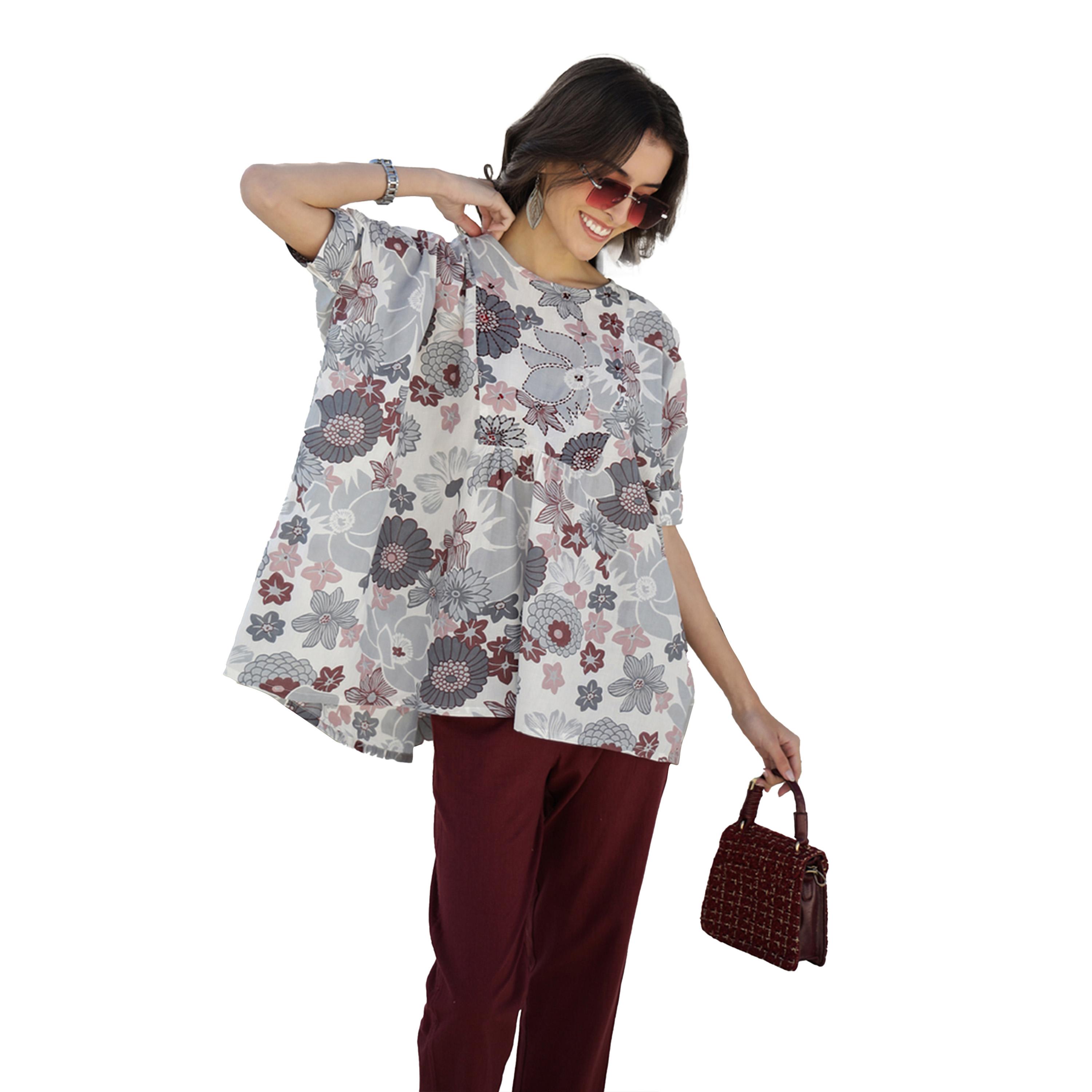 Sanskrutihomes X Styli Printed Round Neck Longline Top and Trousers Co-Ords-women-clothing-coordsets-image-5