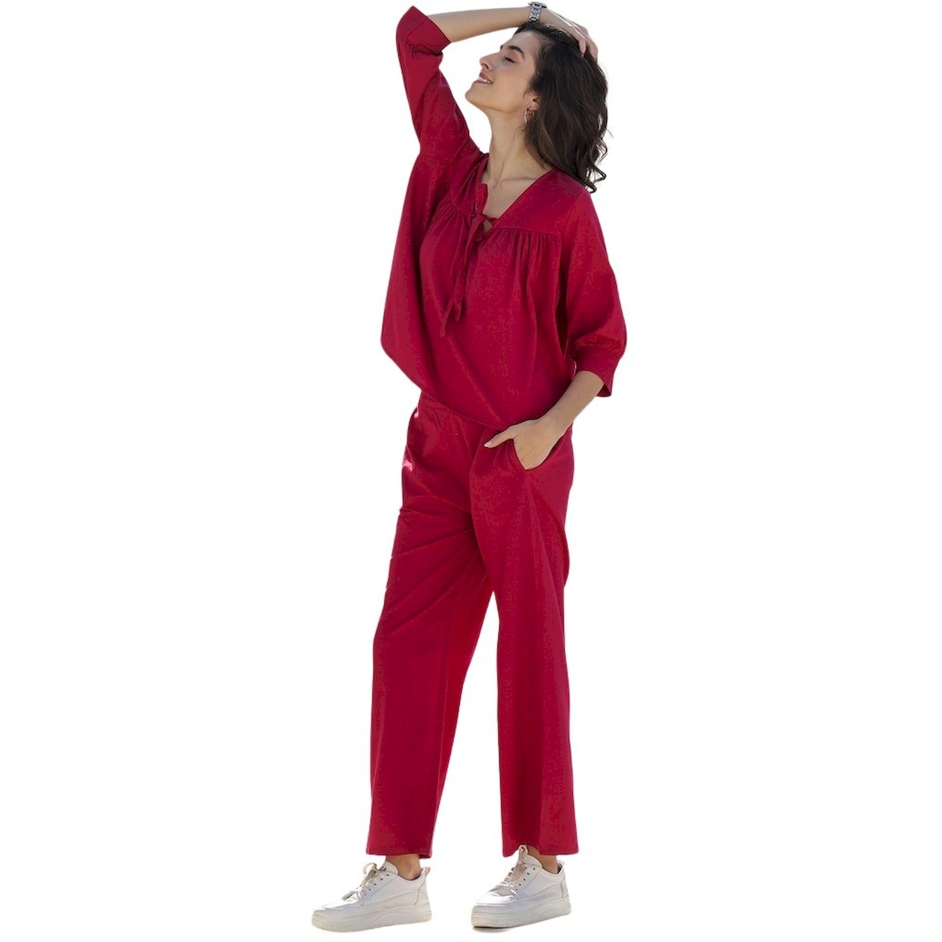سانسكروتي هومز × ستايلي - طقم بلوزة قطنية سادة برقبة مربعة مع بنطال-women-clothing-coordsets-image-3