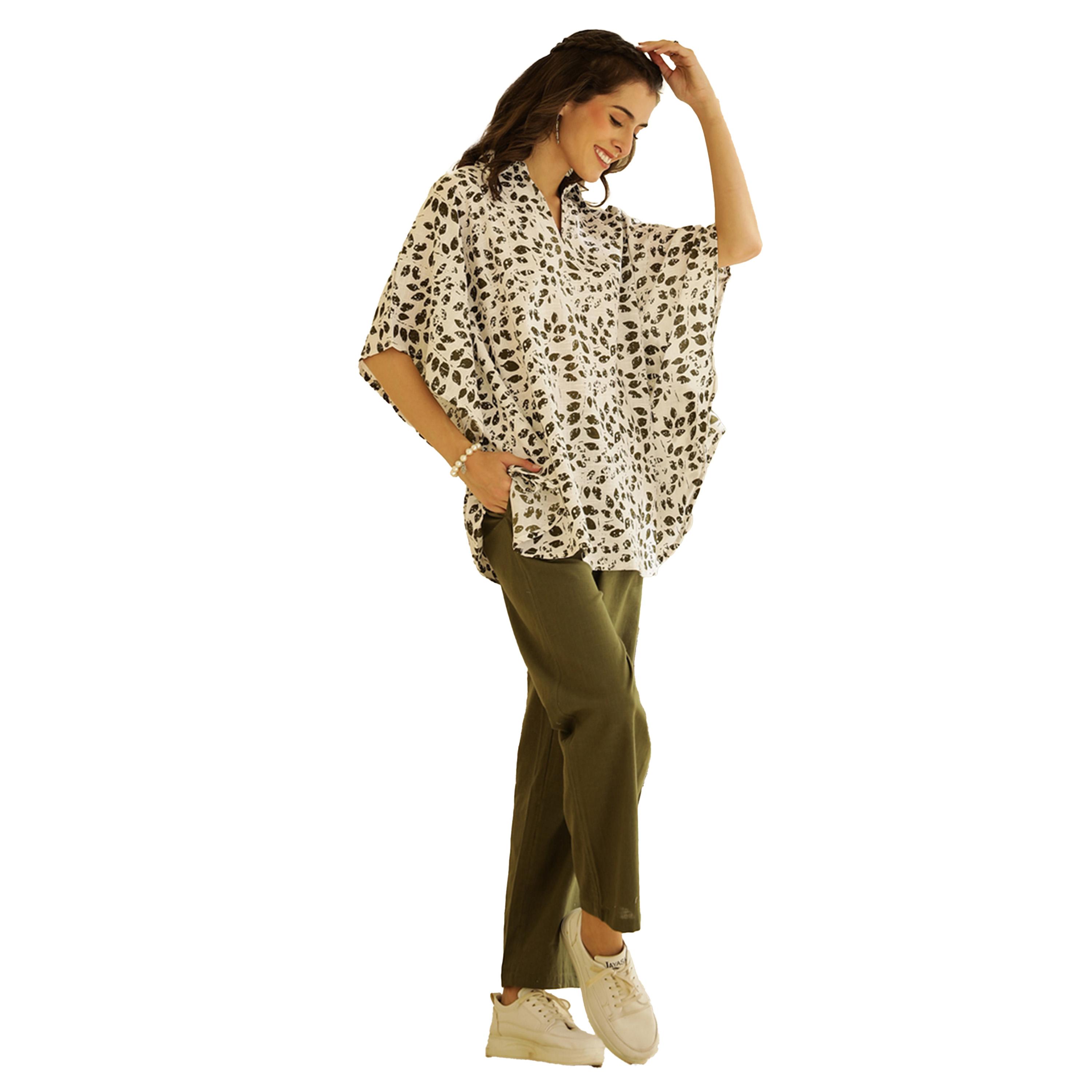 سانسكروتي هومز × ستايلي - طقم بلوزة كيمونو قطني مطبوع مع بنطال-women-clothing-coordsets-image-4