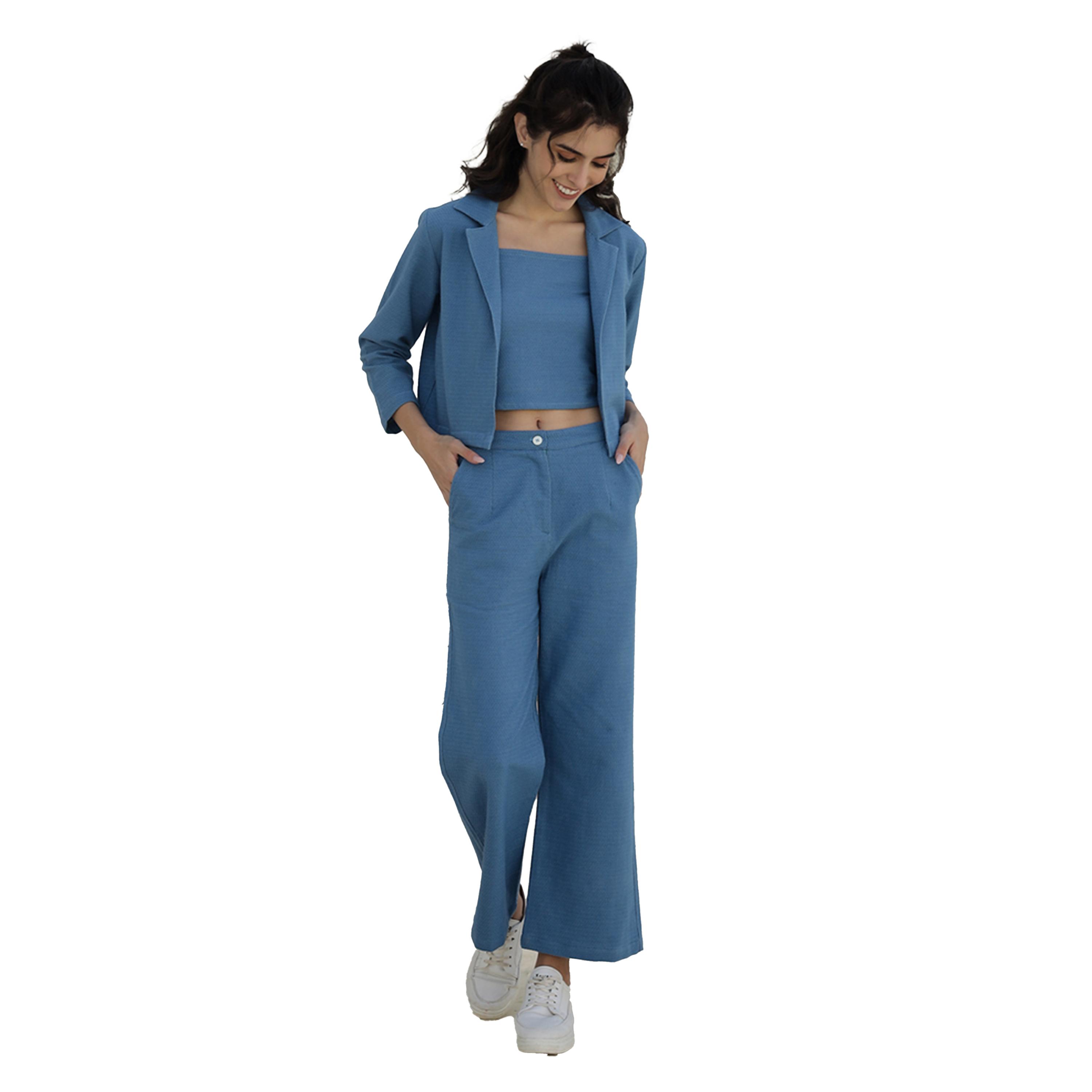 سانسكروتي هومز × ستايلي - بنطال جاكيت مزخرف مع بلوزة بدون أكمام وبنطال-women-clothing-coordsets-image-2