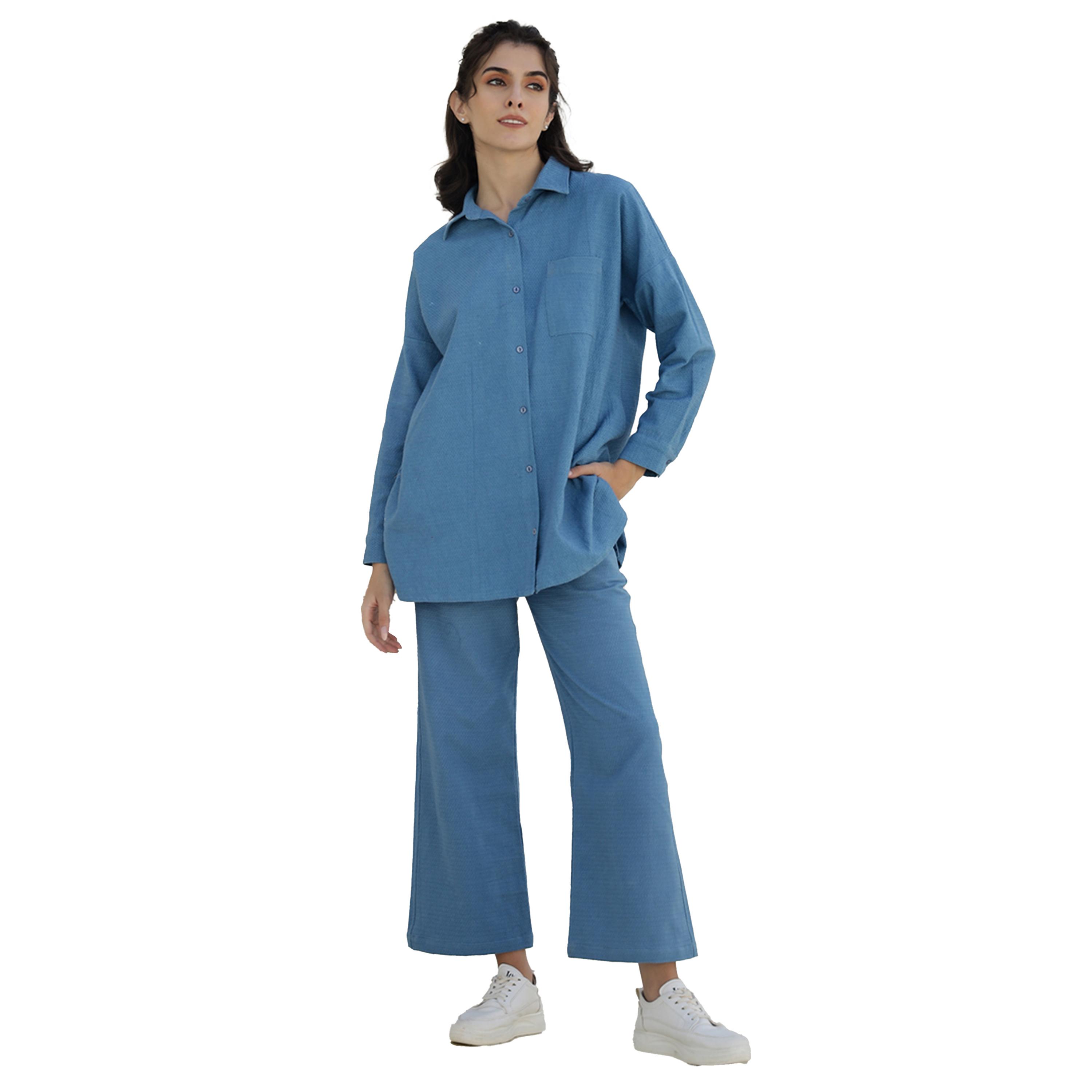 سانسكروتي هومز × ستايلي - قميص سادة بأكمام طويلة مع بنطال-women-clothing-coordsets-image-1
