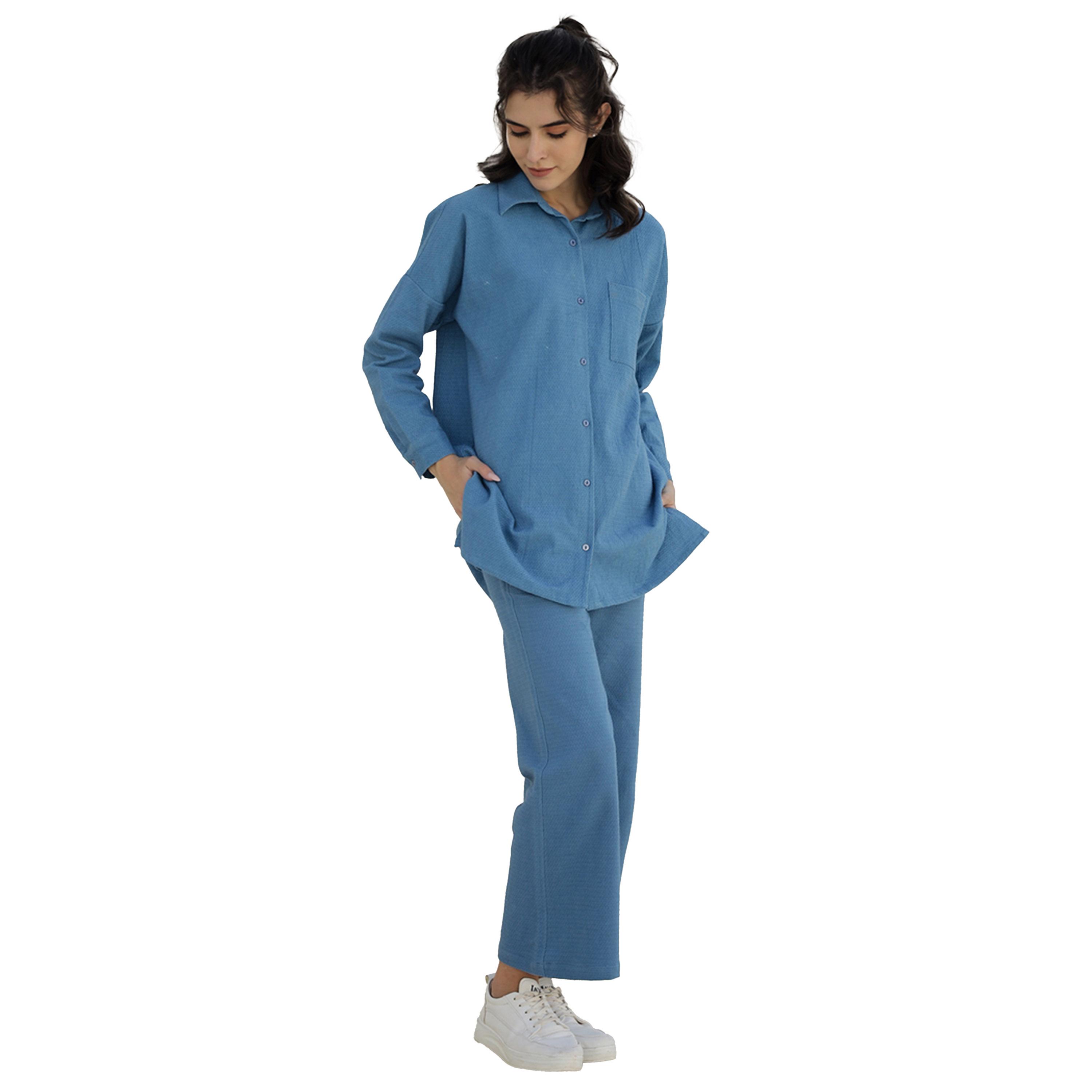 سانسكروتي هومز × ستايلي - قميص سادة بأكمام طويلة مع بنطال-women-clothing-coordsets-image-3