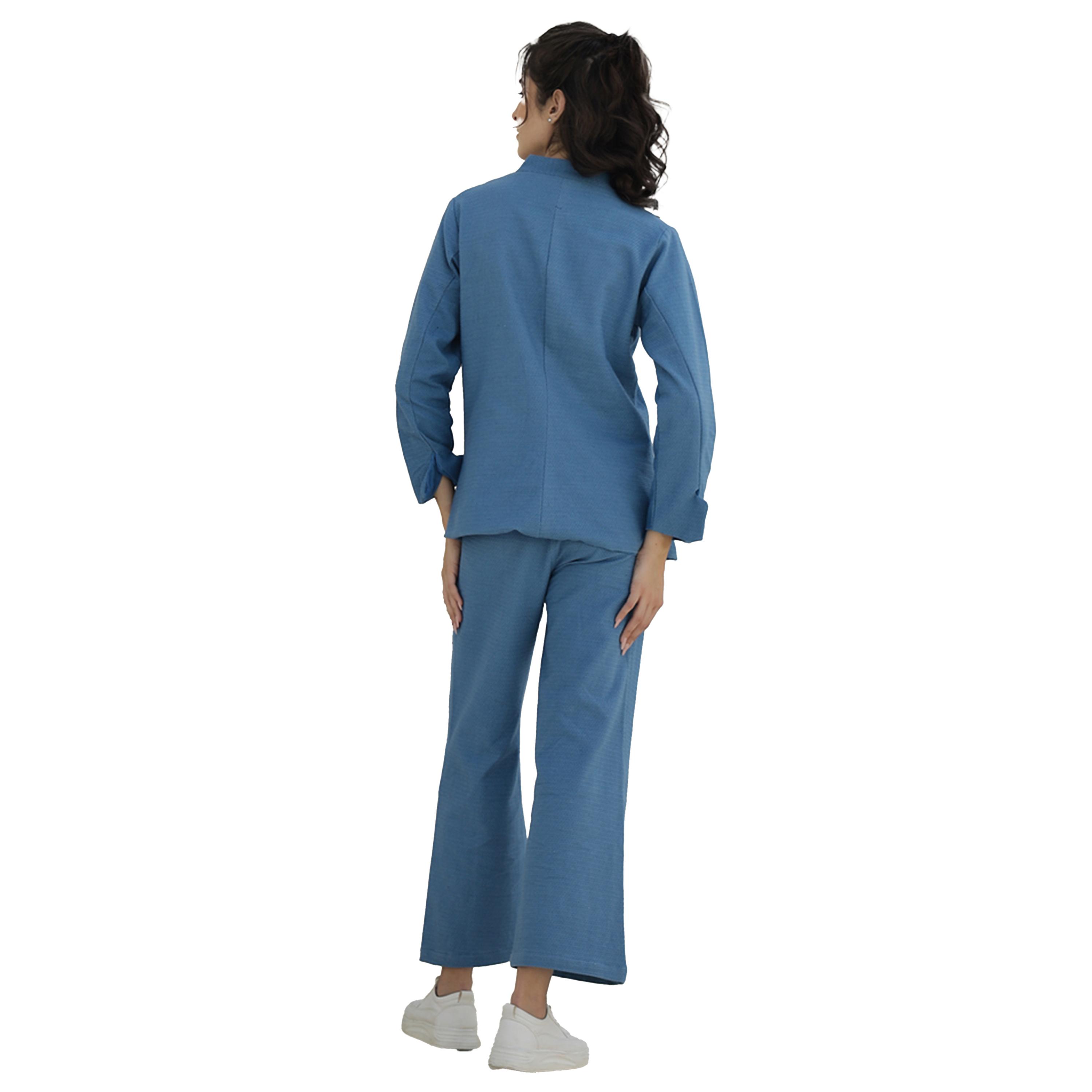 Sanskrutihomes X Styli Solid Cotton Blazer with Trousers Co-Ords-women-clothing-coordsets-image-2