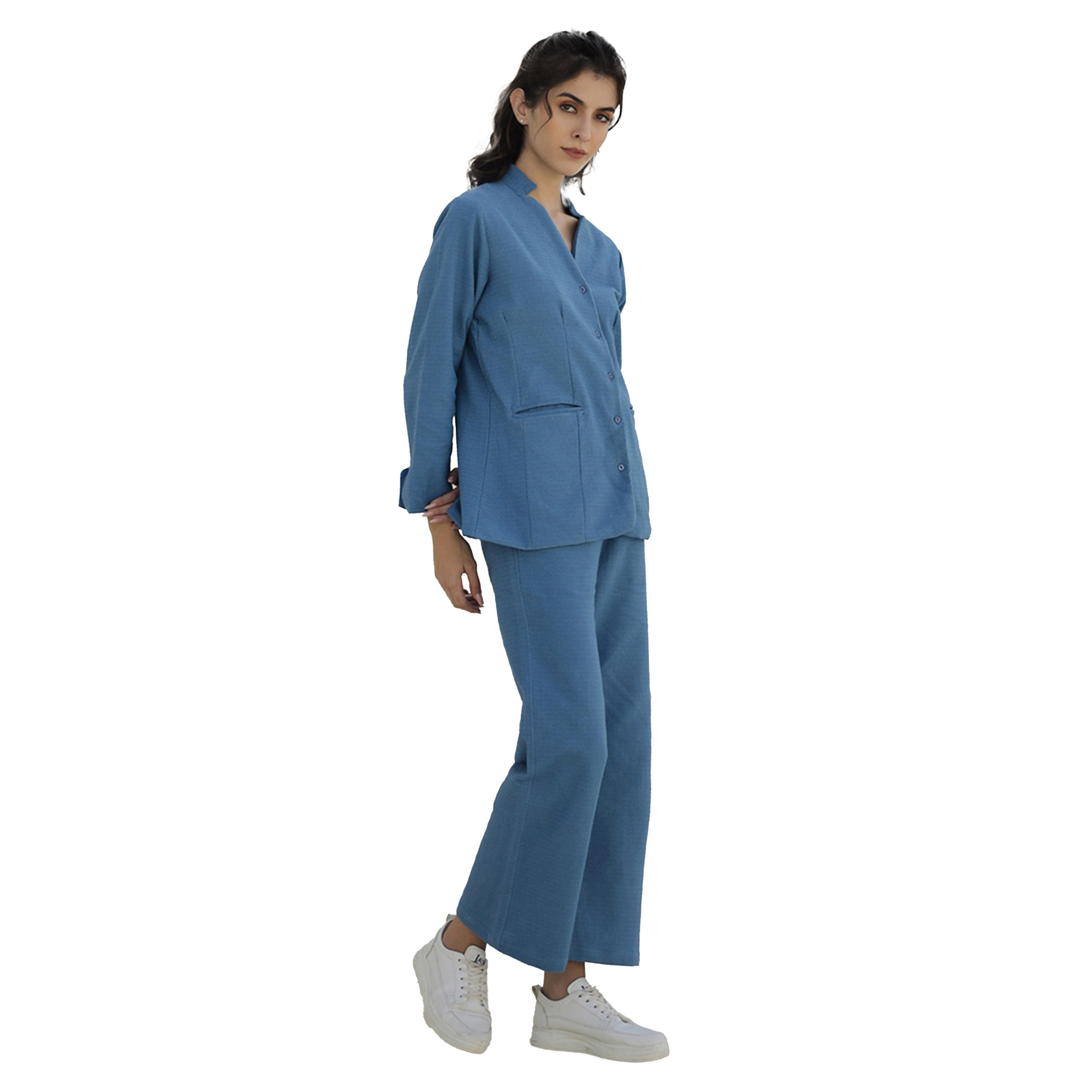 Sanskrutihomes X Styli Solid Cotton Blazer with Trousers Co-Ords-women-clothing-coordsets-image-3