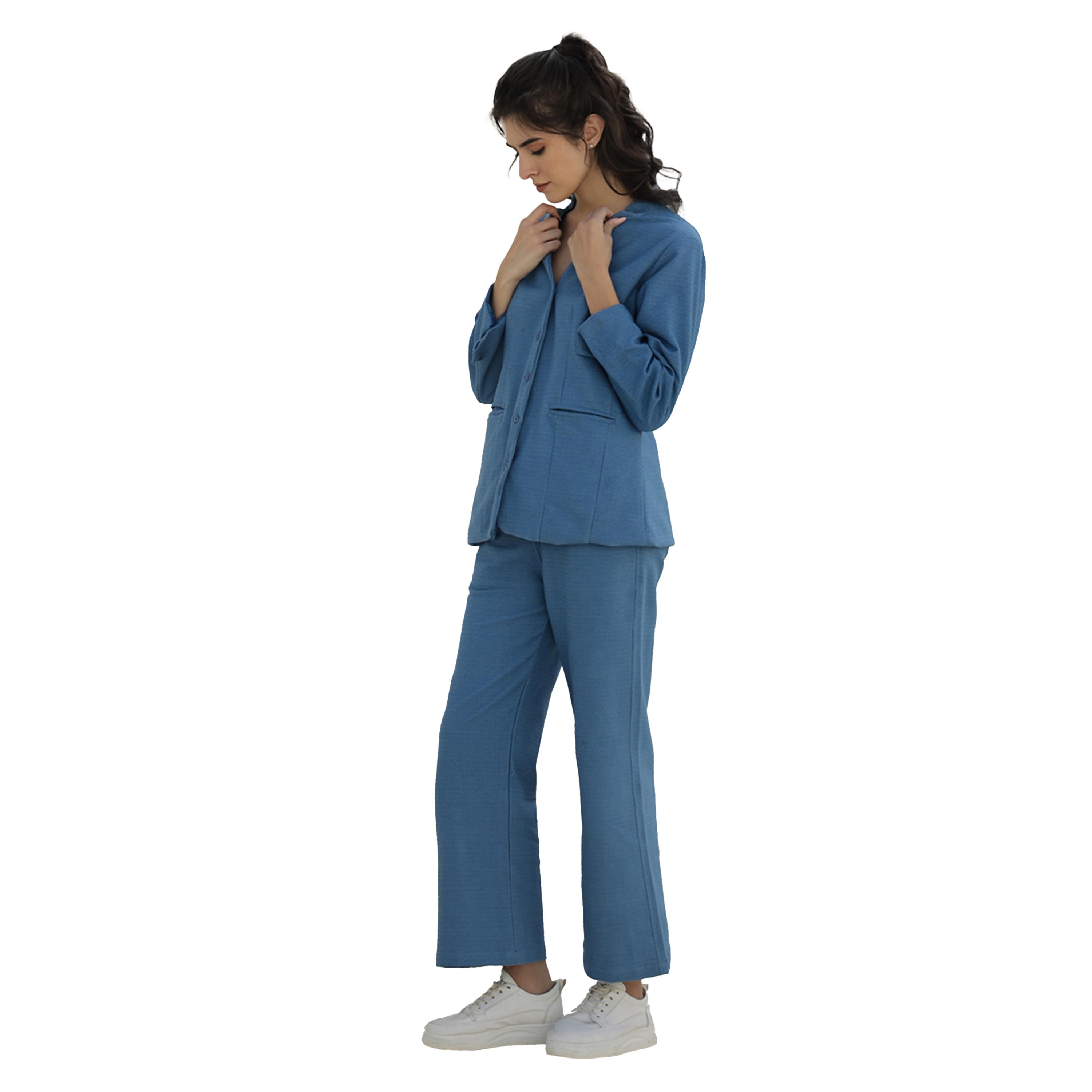 سانسكروتي هومز × ستايلي - طقم بليزر قطني سادة مع بنطال-women-clothing-coordsets-image-4