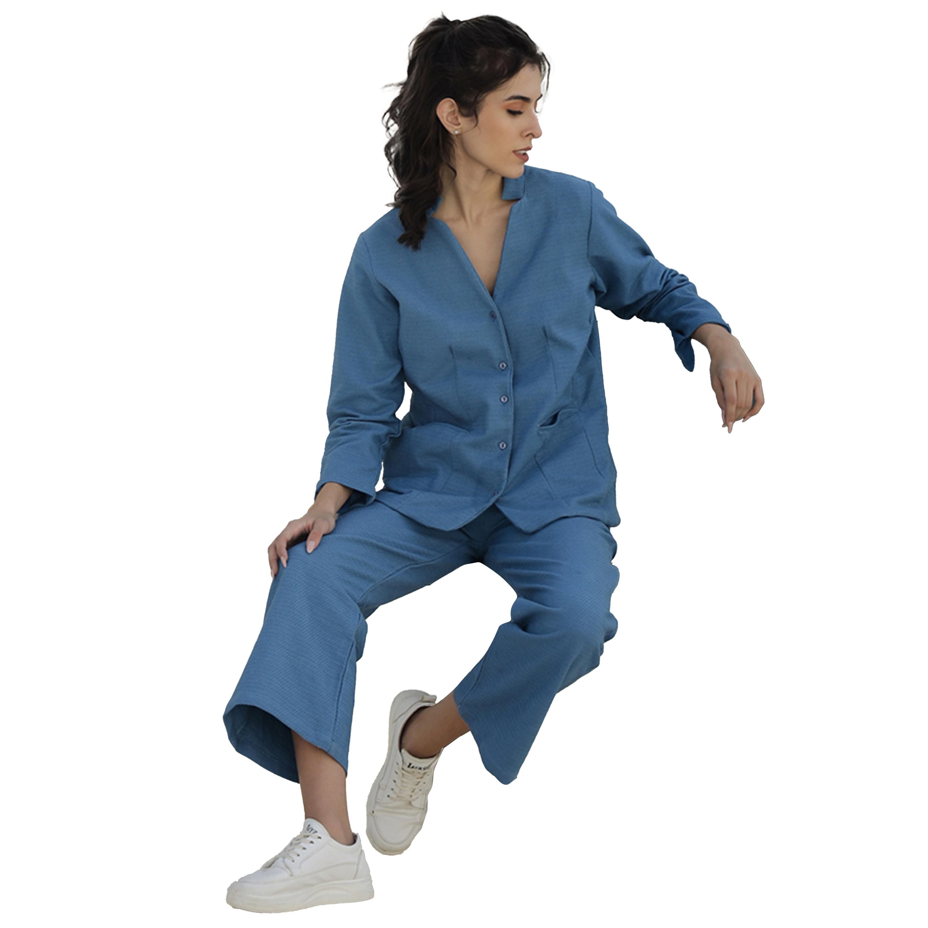 Sanskrutihomes X Styli Solid Cotton Blazer with Trousers Co-Ords-women-clothing-coordsets-image-5