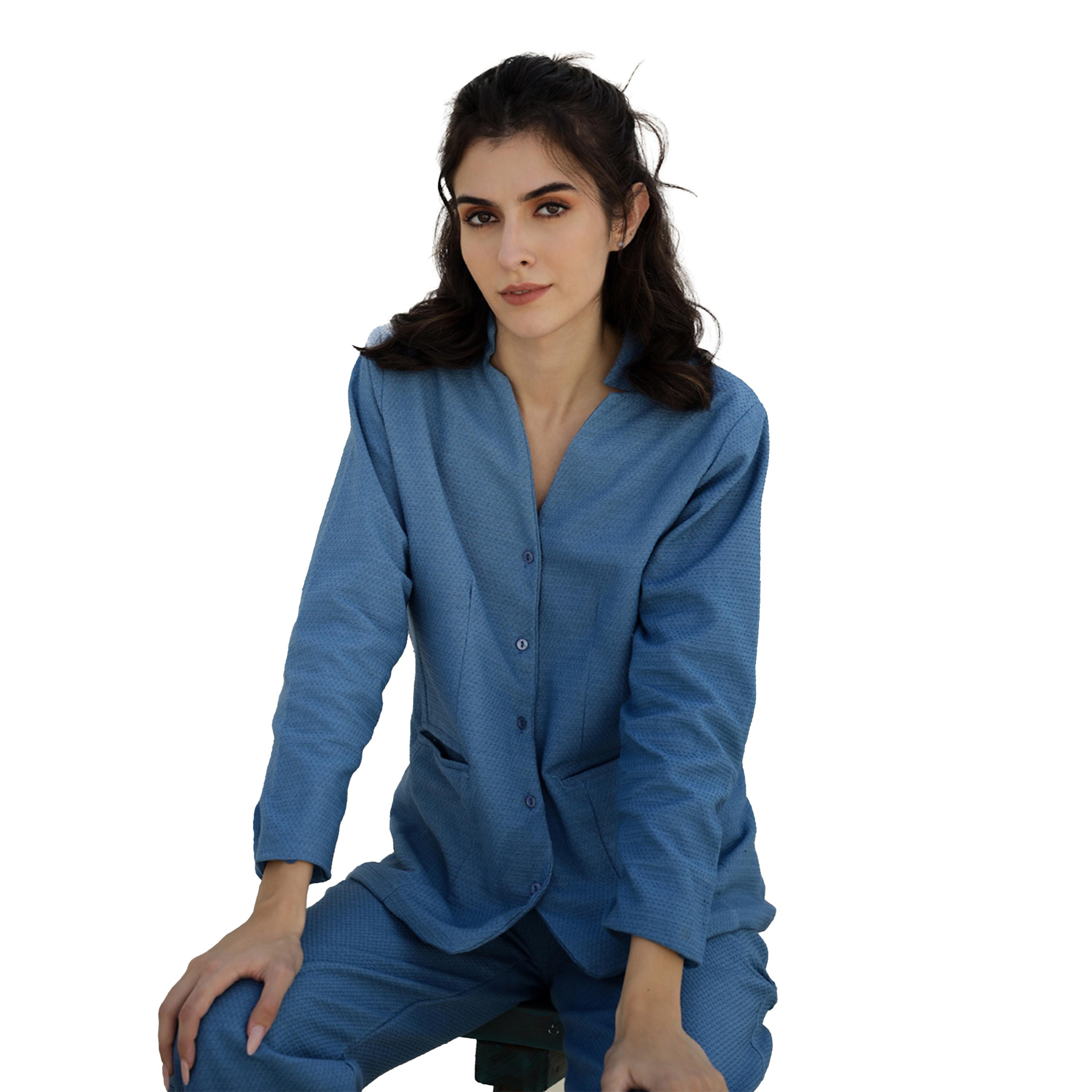 سانسكروتي هومز × ستايلي - طقم بليزر قطني سادة مع بنطال-women-clothing-coordsets-image-6
