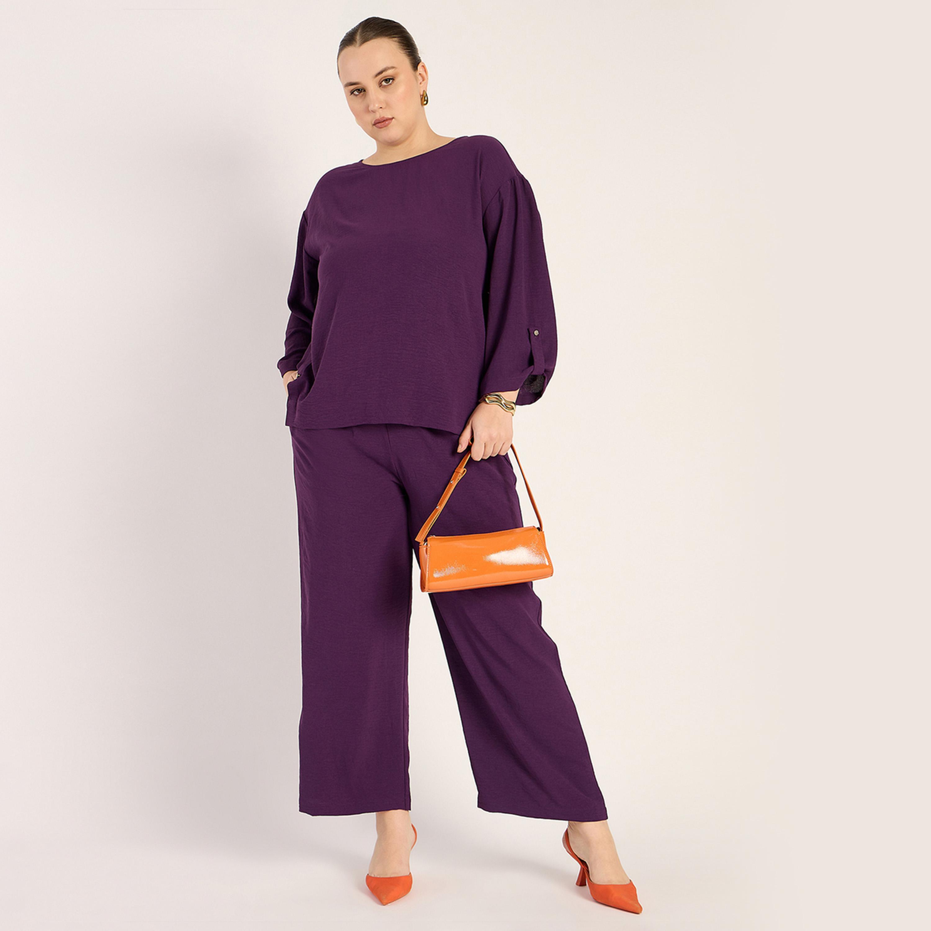 Femmella X Styli Deep Purple Button Detail Co-Ord-women-clothing-coordsets-image-5