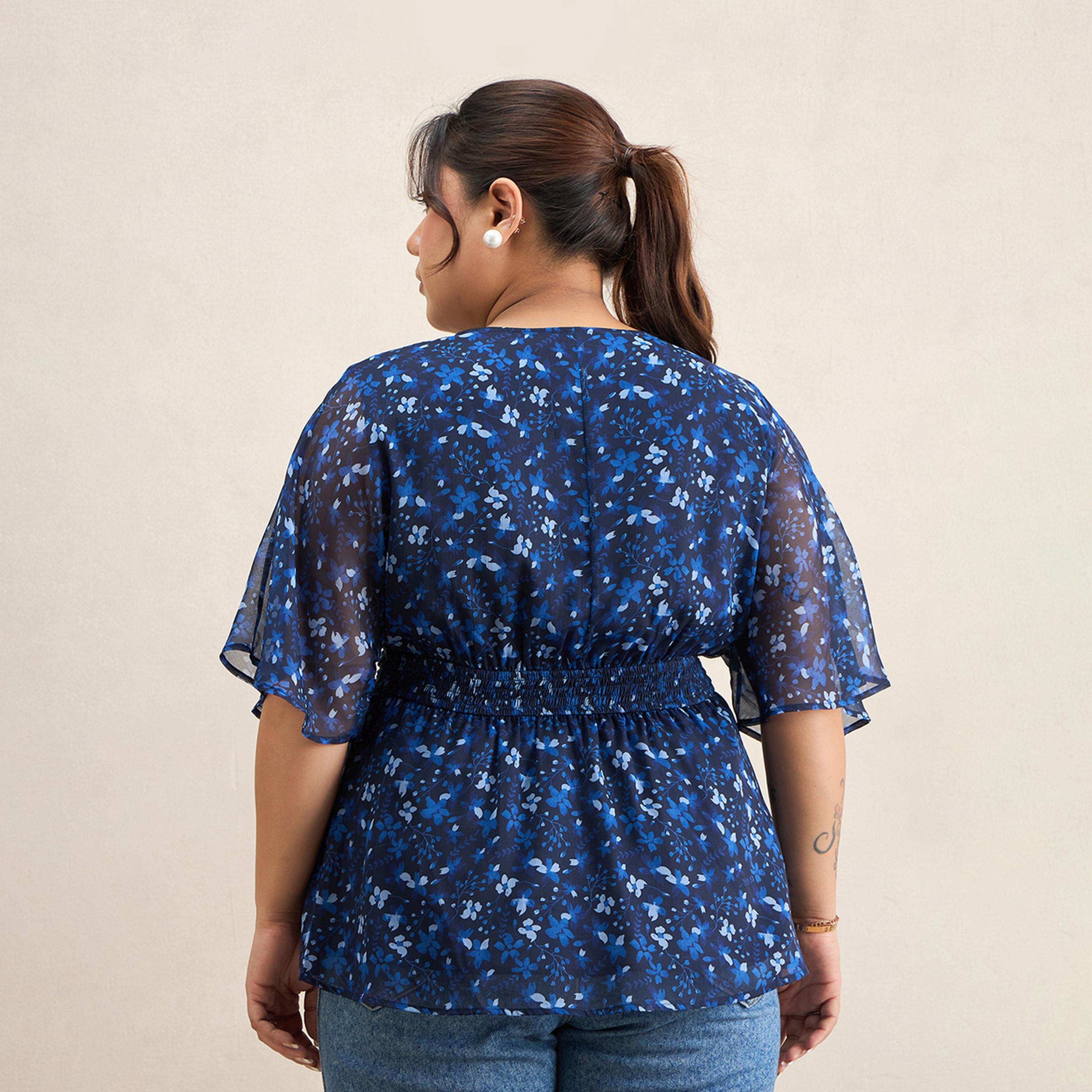 Femmella X Styli Navy Floral Print Wrap Top-women-clothing-shirtsandblouses-blouses-image-2