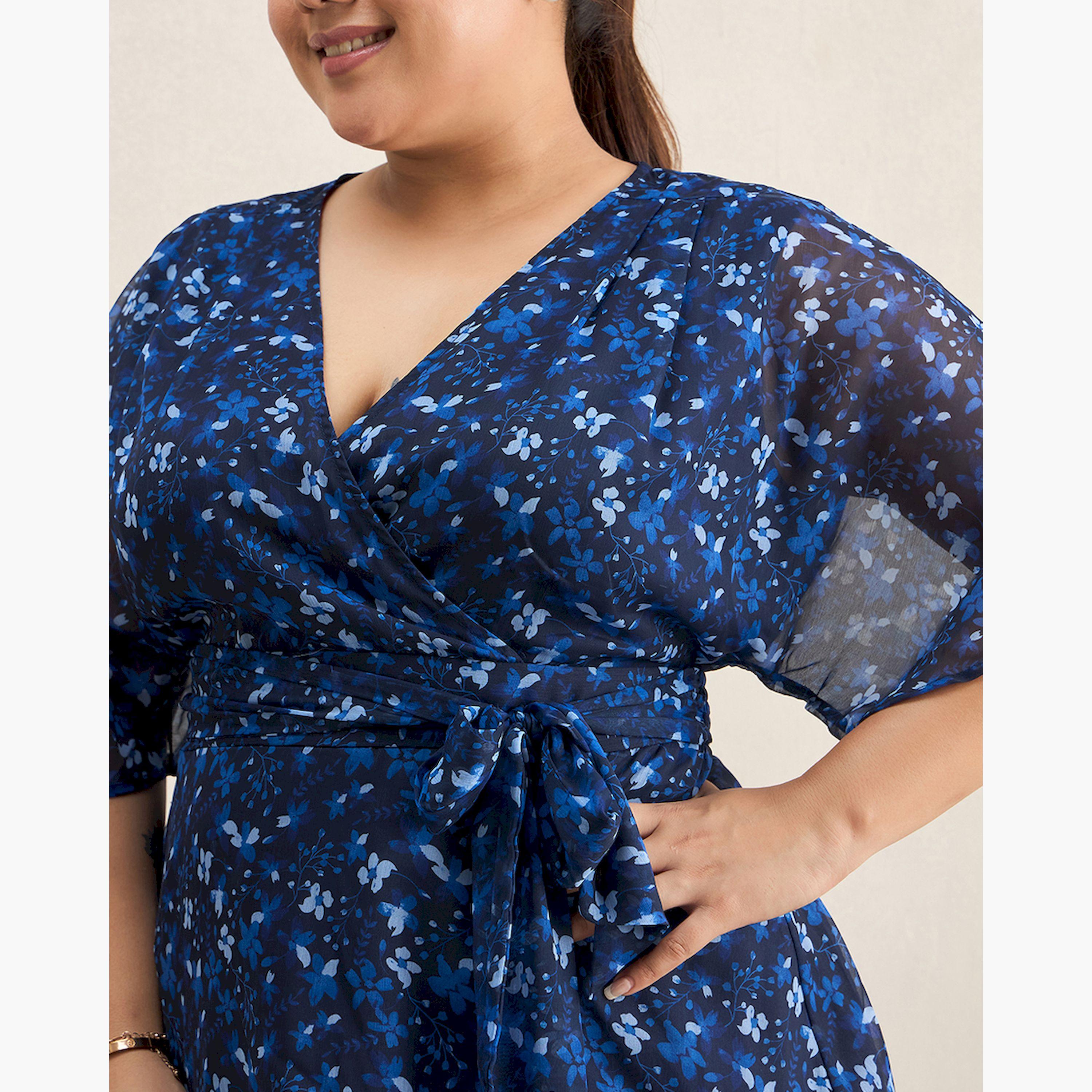 Femmella X Styli Navy Floral Print Wrap Top-women-clothing-shirtsandblouses-blouses-image-4