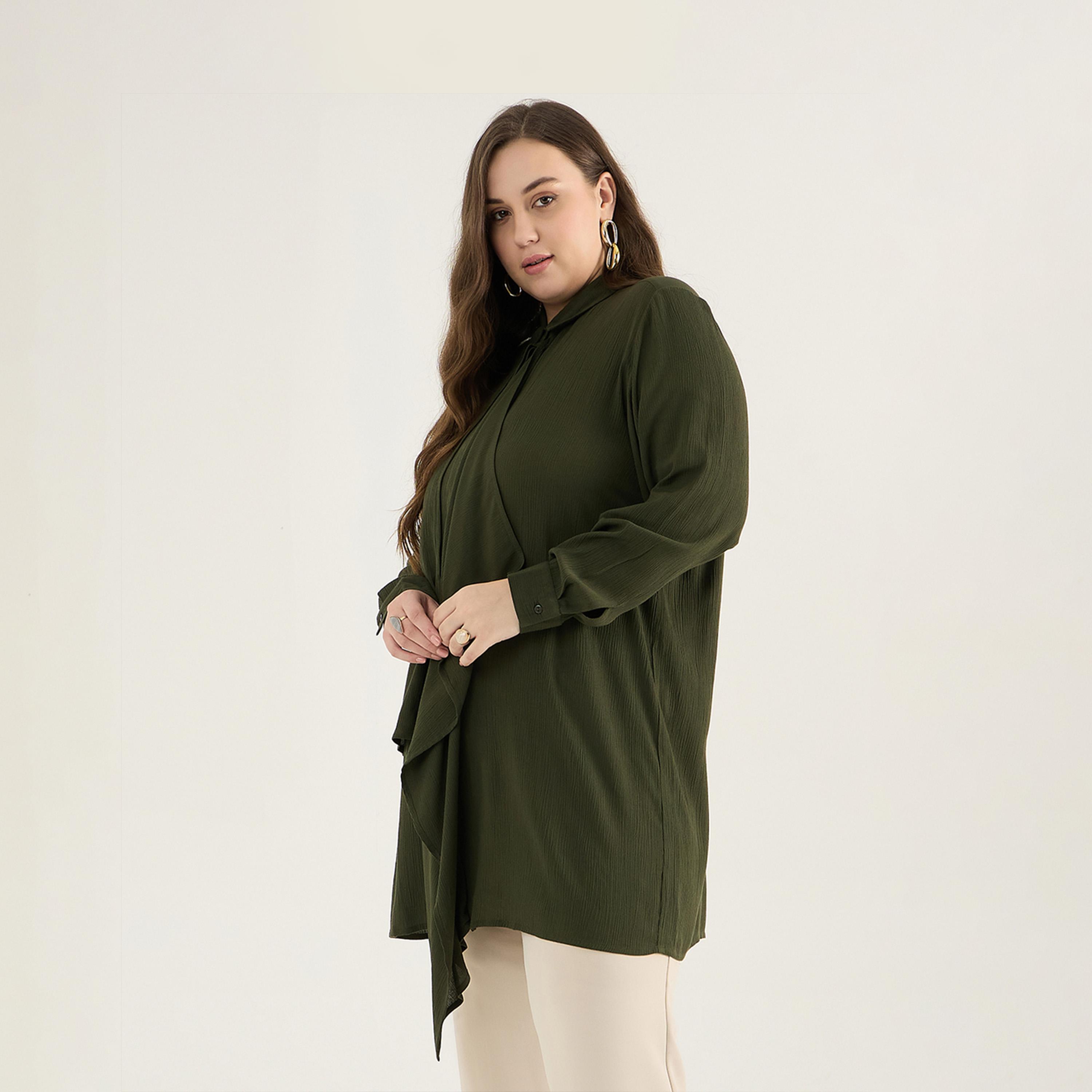 Femmella X Styli Olive Cascade Detail Tunic-women-clothing-shirtsandblouses-blouses-image-2