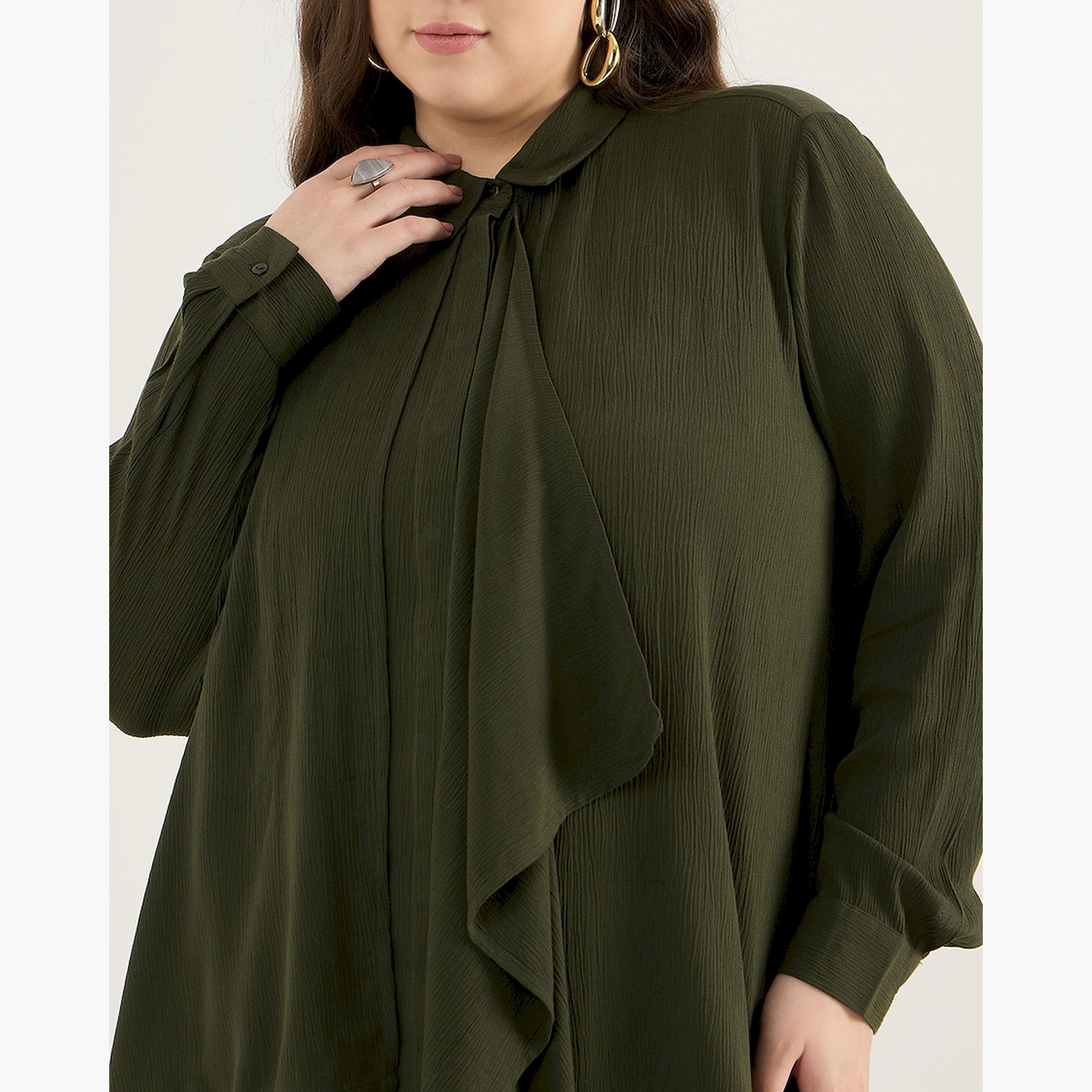Femmella X Styli Olive Cascade Detail Tunic-women-clothing-shirtsandblouses-blouses-image-3
