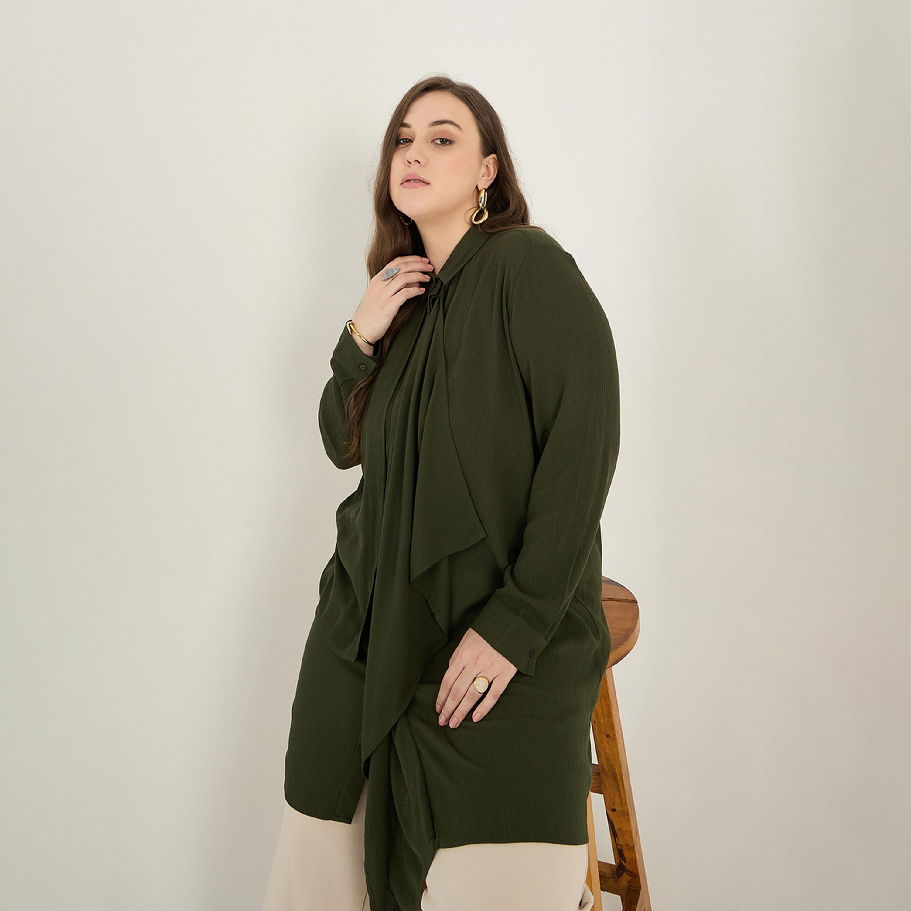 Femmella X Styli Olive Cascade Detail Tunic-women-clothing-shirtsandblouses-blouses-image-5