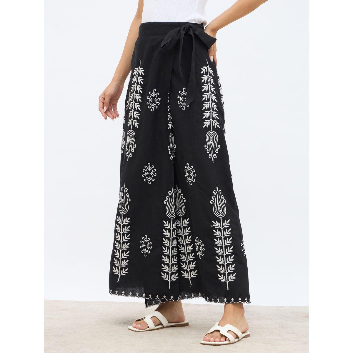 تنورة طويلة بقصة مستقيمة مع أربطة-women-clothing-bottoms-skirts-image-3