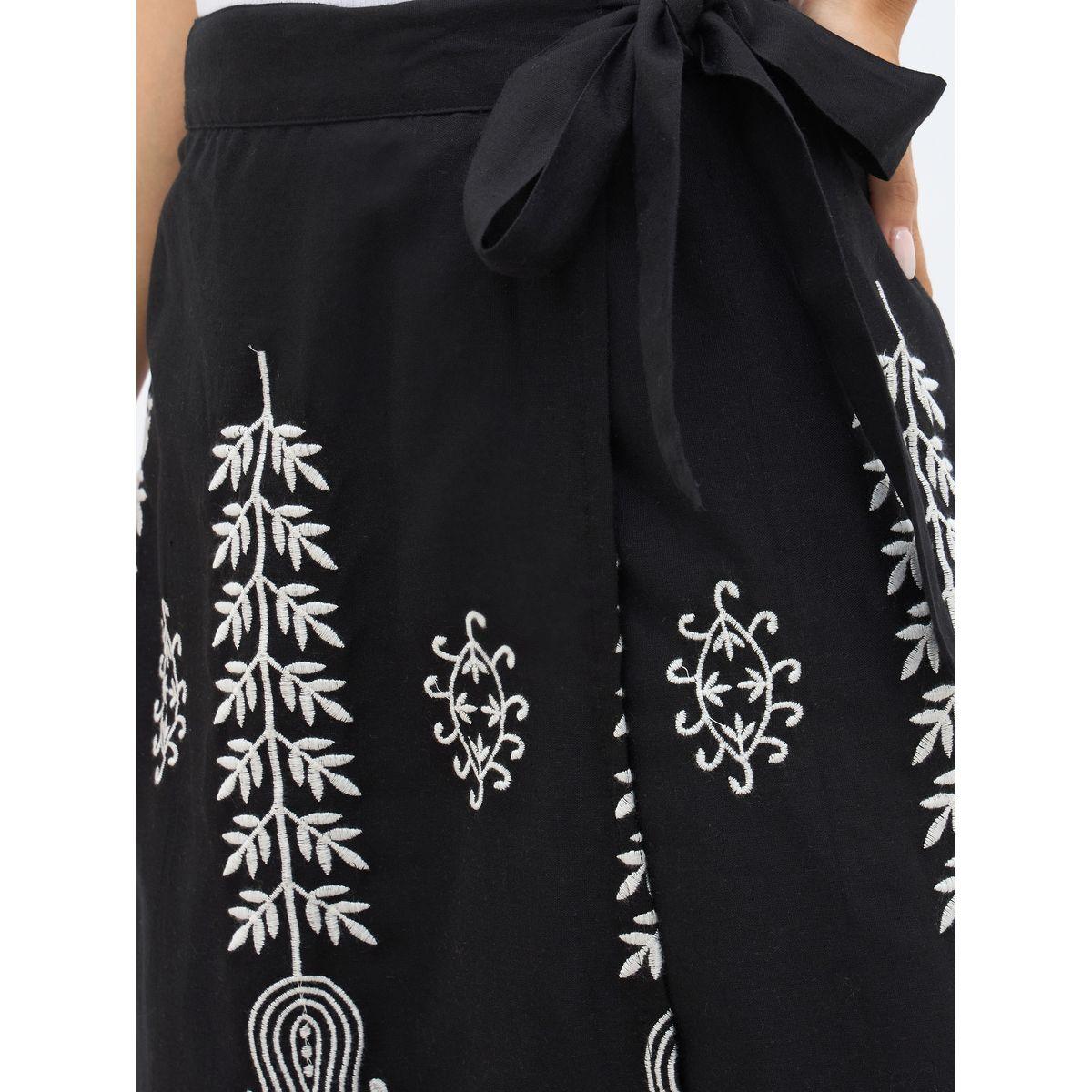 تنورة طويلة بقصة مستقيمة مع أربطة-women-clothing-bottoms-skirts-image-4