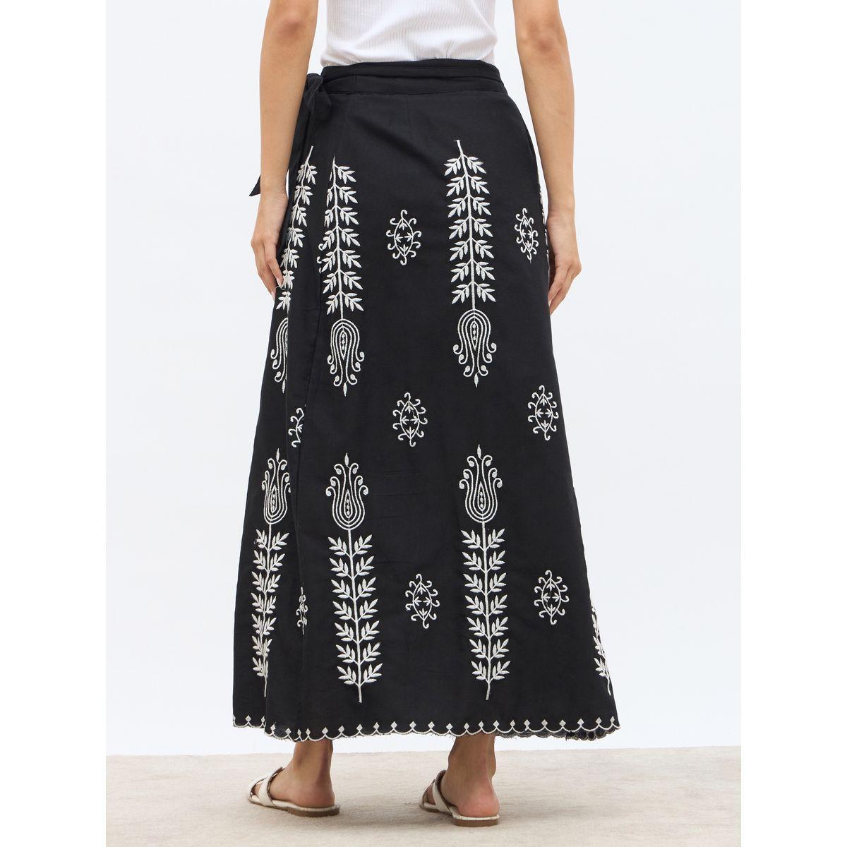 Styli Embroidered Straight Fit Maxi Skirt with Tie-Up Detail-women-clothing-bottoms-skirts-image-5