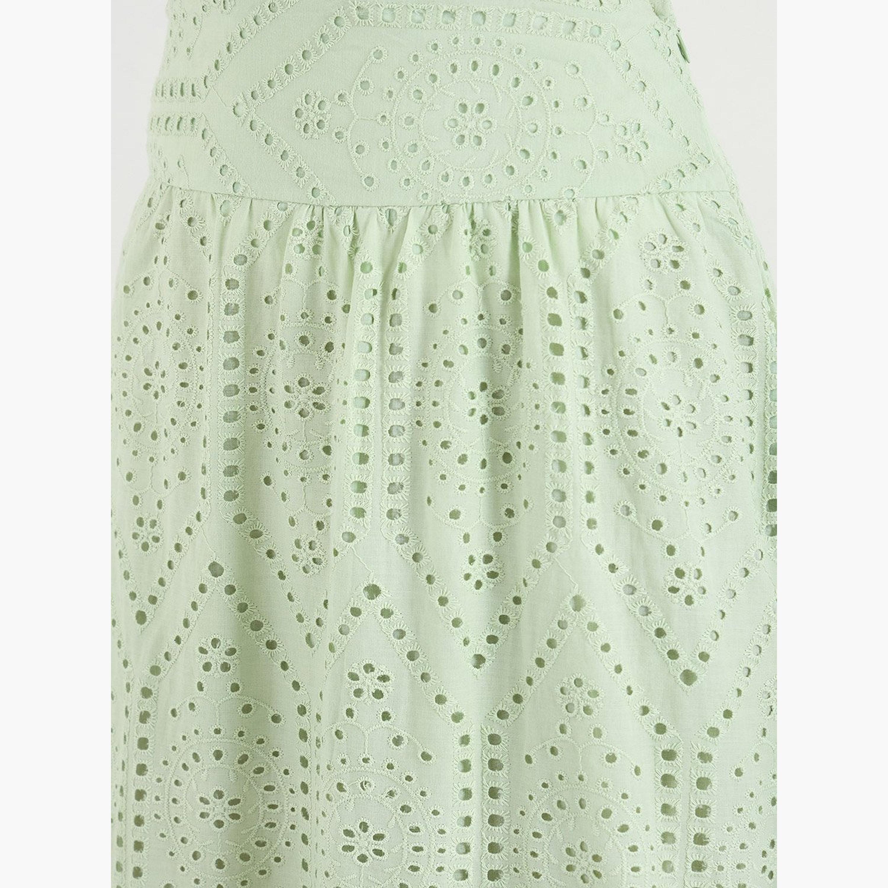 Styli Green Schiffli Maxi Skirt-women-clothing-bottoms-skirts-image-4