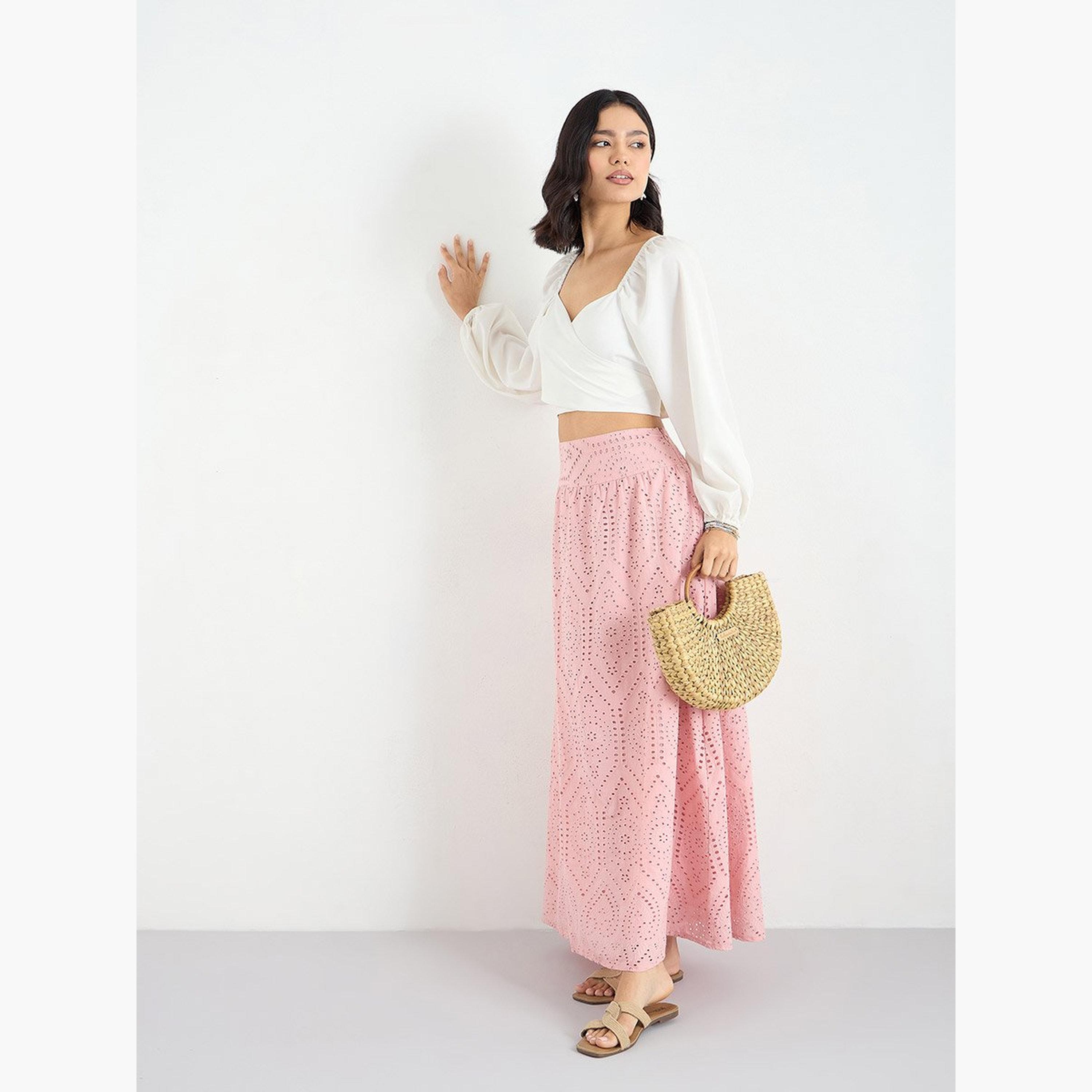 تنورة طويلة بنسيج شيفلي-women-clothing-bottoms-skirts-image-2