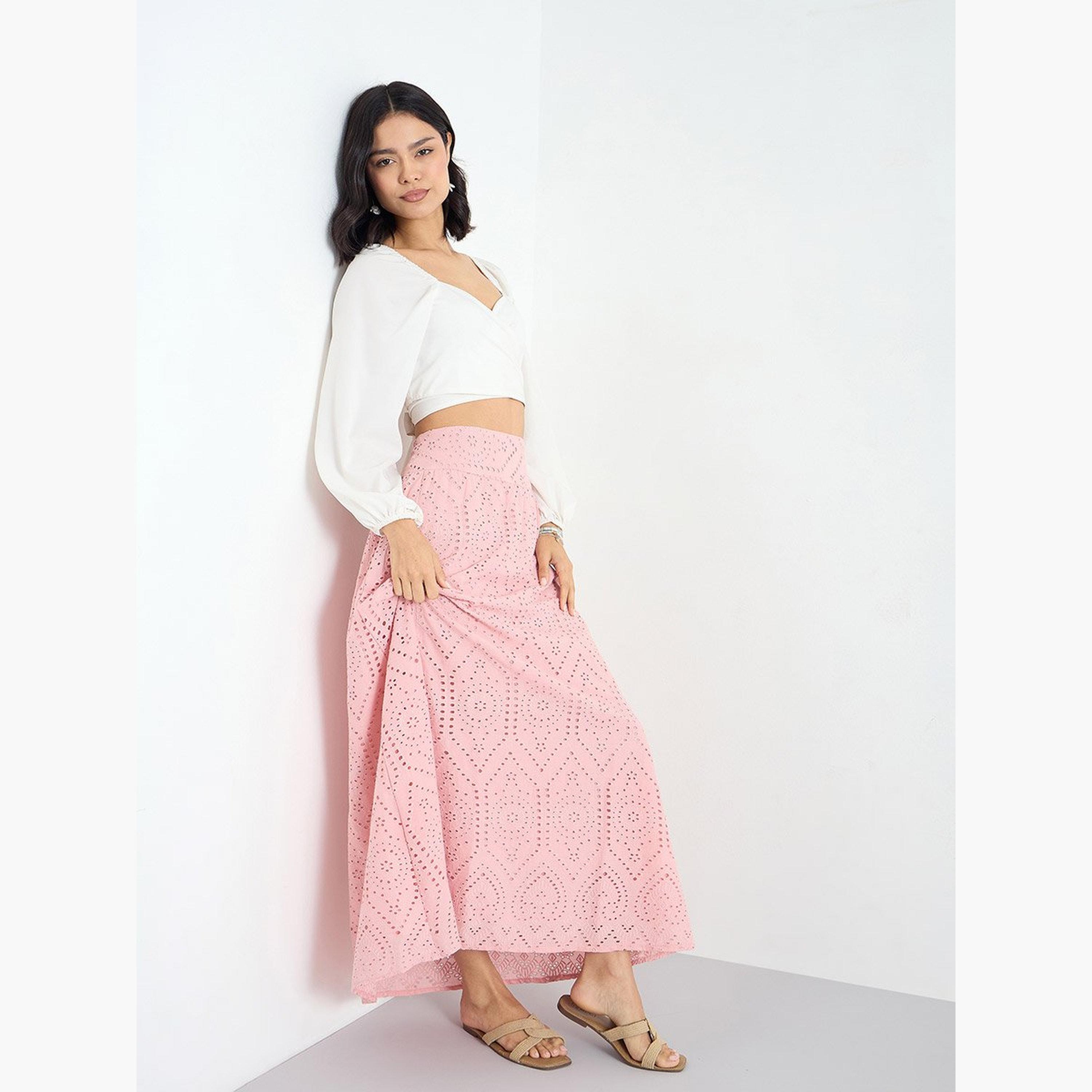 تنورة طويلة بنسيج شيفلي-women-clothing-bottoms-skirts-image-6