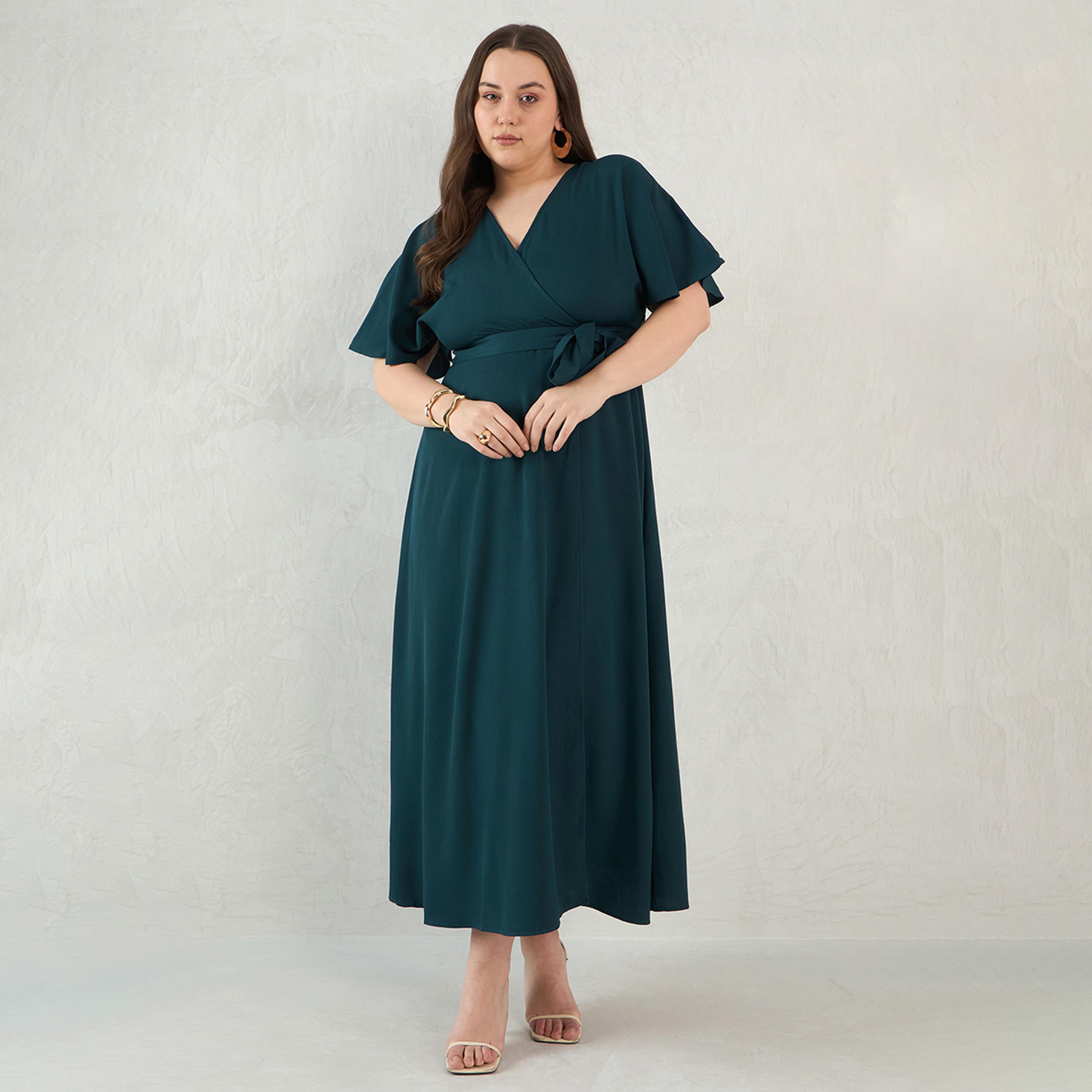 Femmella X Styli Teal Kimono Wrap Maxi Dress-women-clothing-dresses-image-1