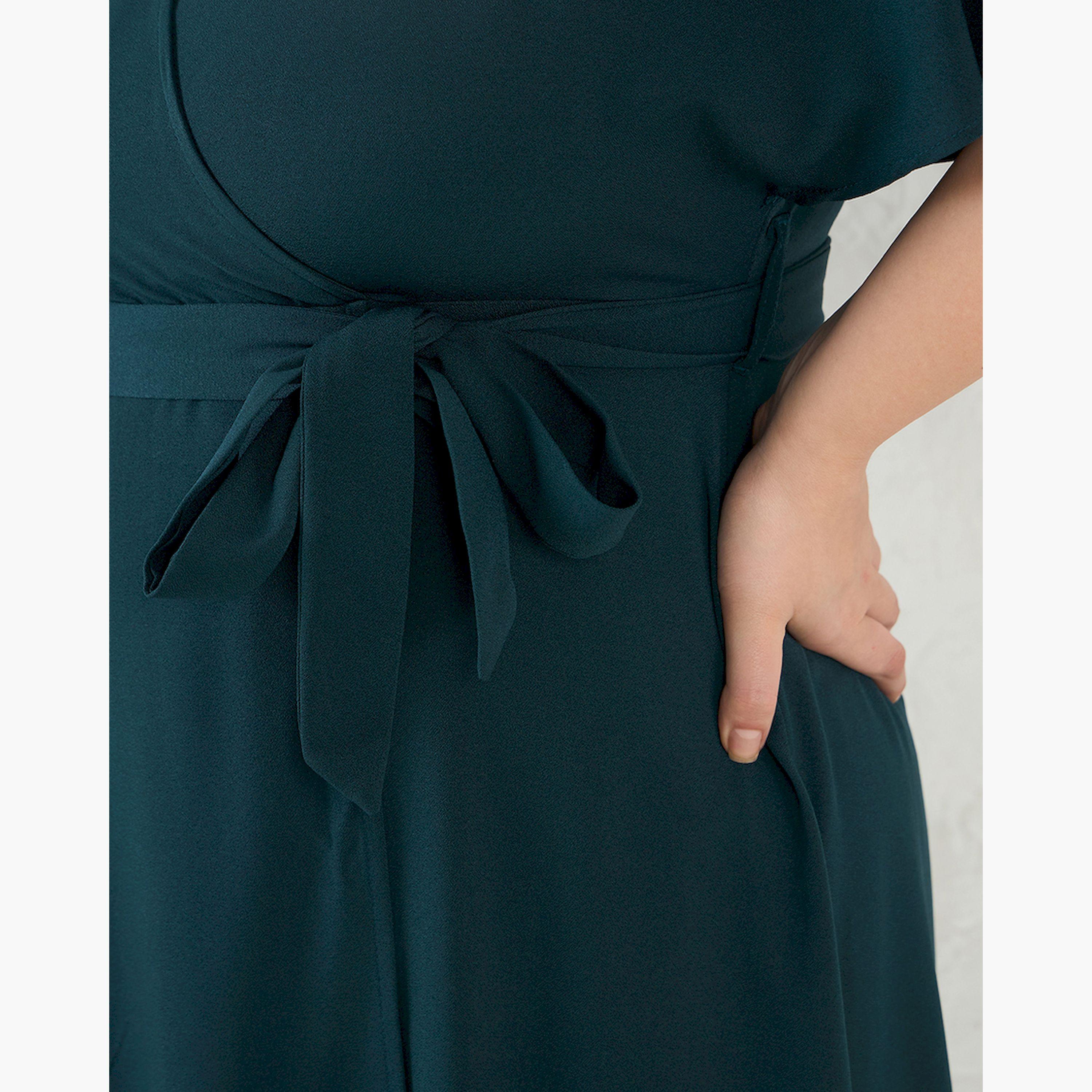 فيميلا × ستايلي - فستان ماكسي كيمونو ملفوف - الأزرق المخضر-women-clothing-dresses-image-4